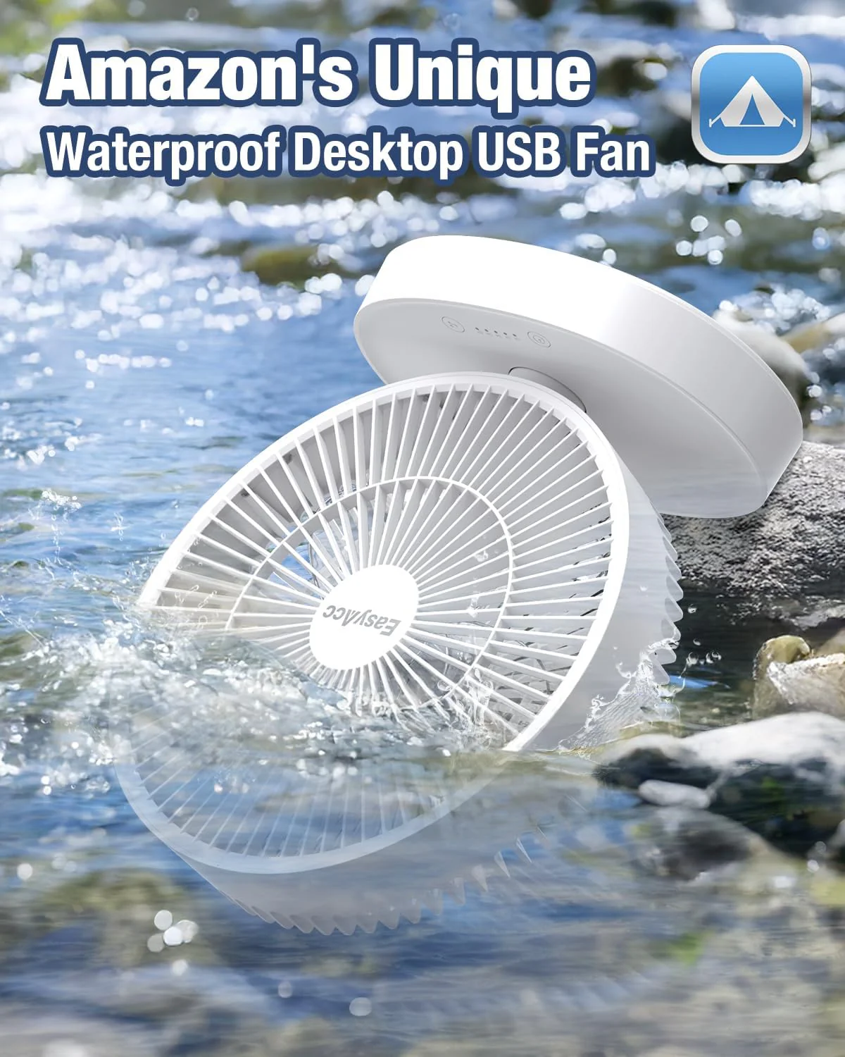 EasyAcc 9 Zoll USB Tischventilator mit Luftzirkulation|Wasserdichtig IP 67|Starker Wind|24 dB Super - Image 2