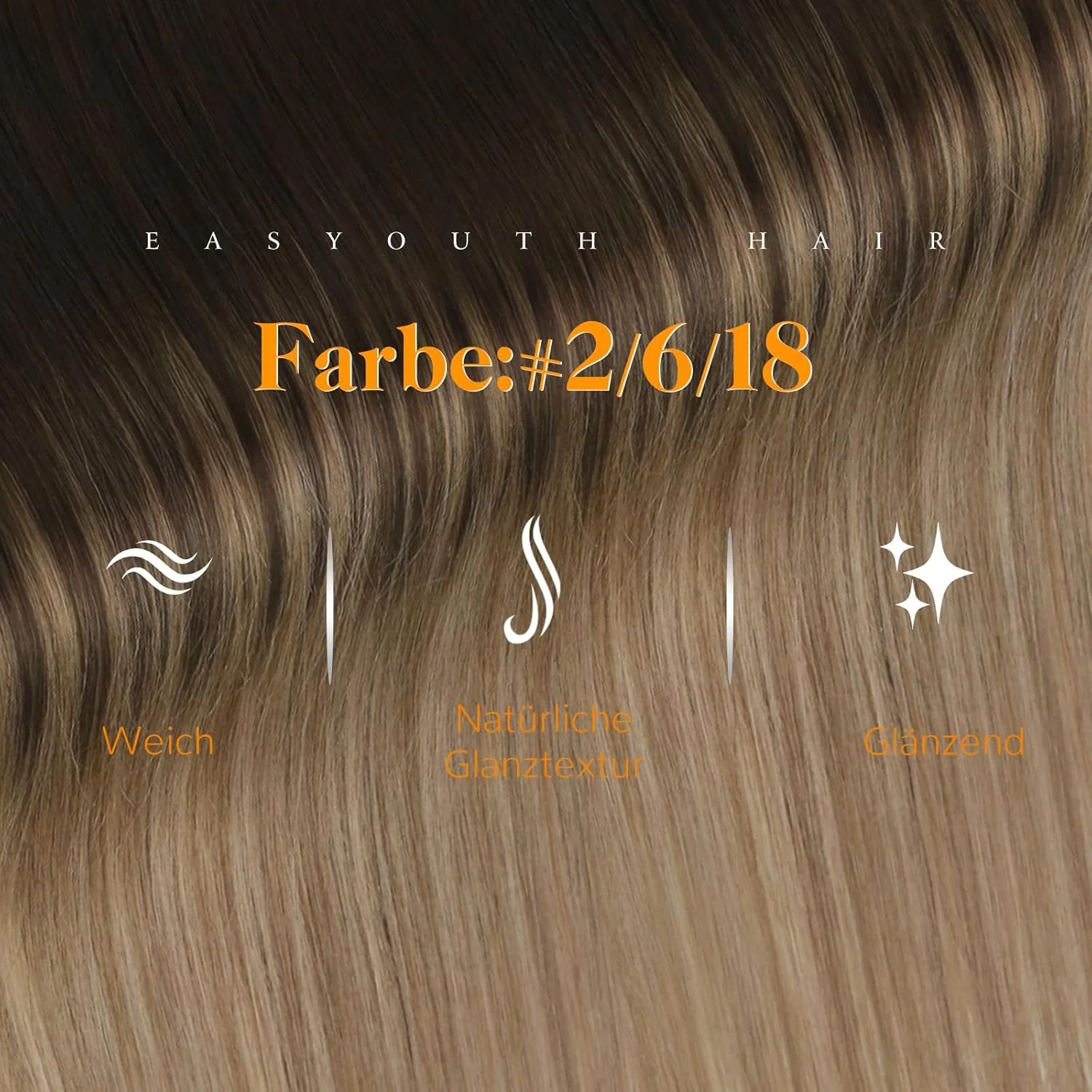 Easyouth Echthaar Tape Extensions Balayage Braun Extensions Echthaar Tape Dunkelste Braun Ombre Mitt - Image 2