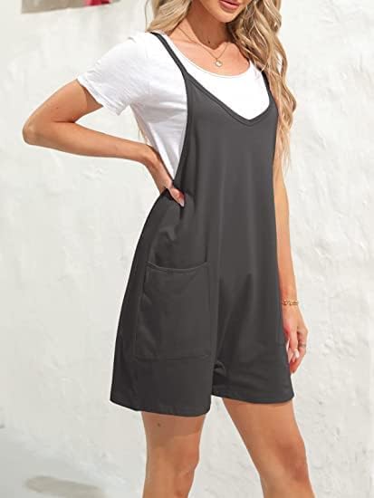 Ebifin Damen Latzhose Kurz Arbeitshose Sommer Lose Overall Jumpsuit Ärmelloser Latzhosen mit Grosse - Image 3