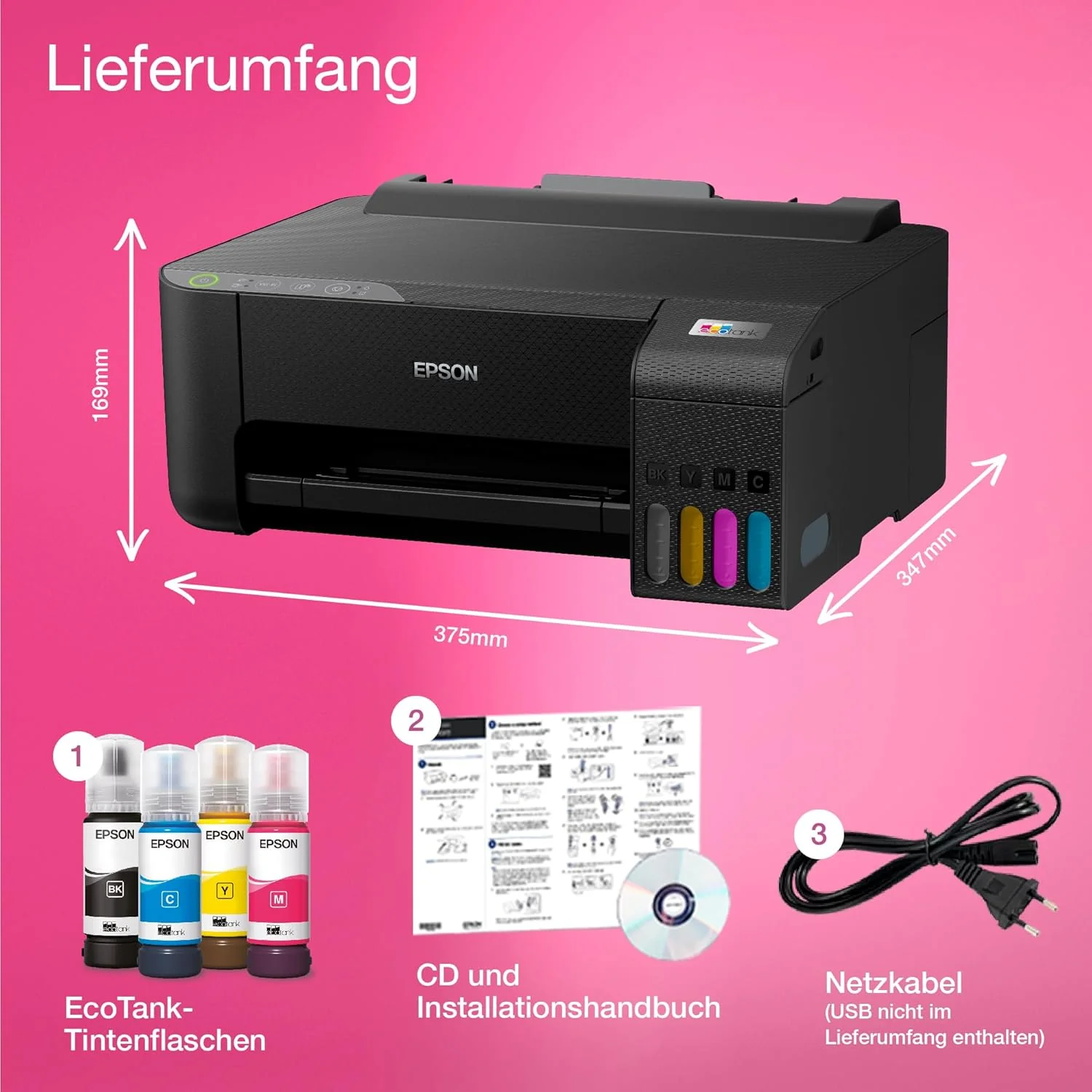 EcoTank ET-1810 A4-Wi-Fi-Tintentankdrucker, mit einem im Lieferumfang enthaltenen Vorrat an Tinten v - Image 5