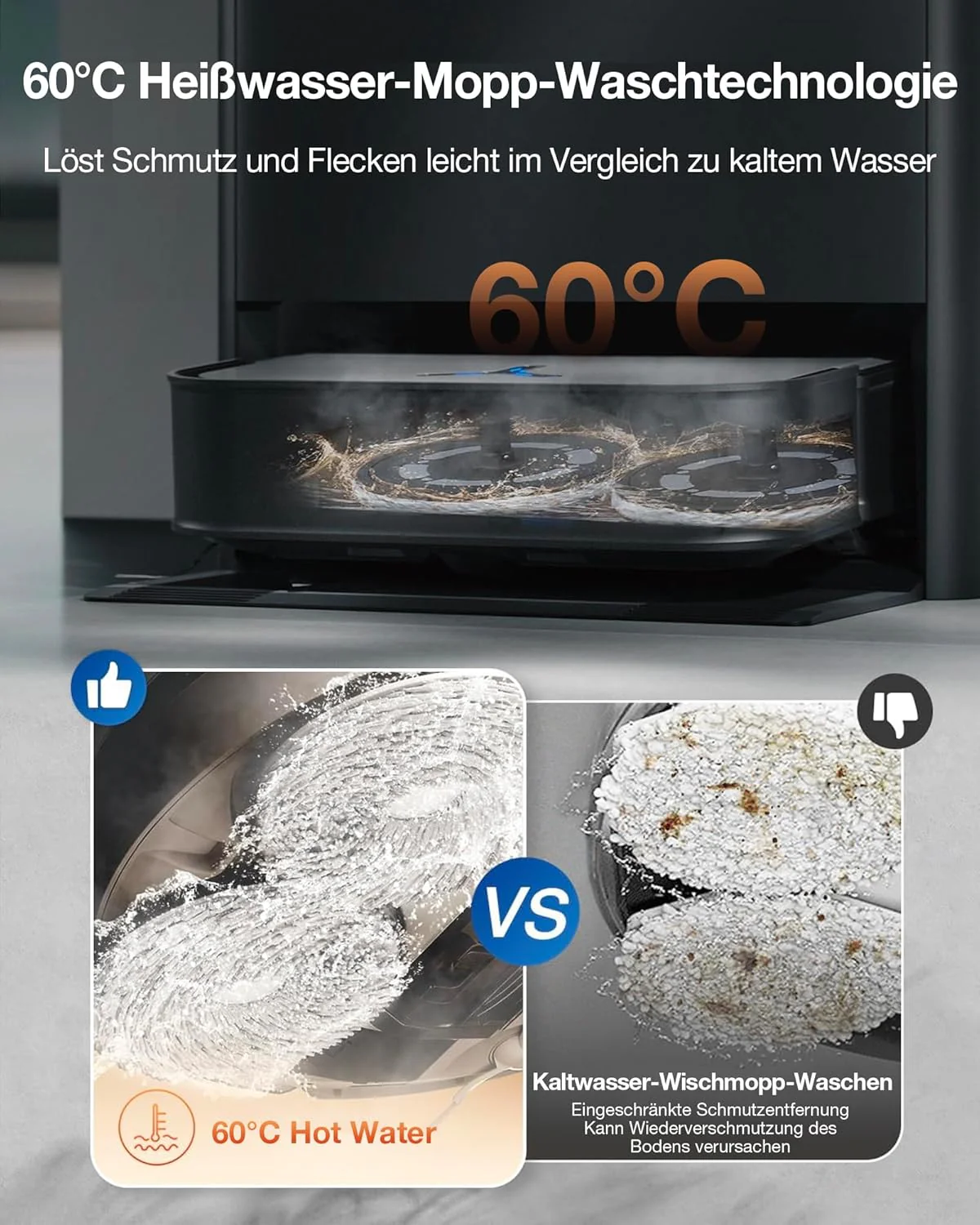 ECOVACS DEEBOT X2 Combo Saugroboter mit Wischfunktion 8700Pa mit Handstaubsauger, doppelte automatis - Image 4