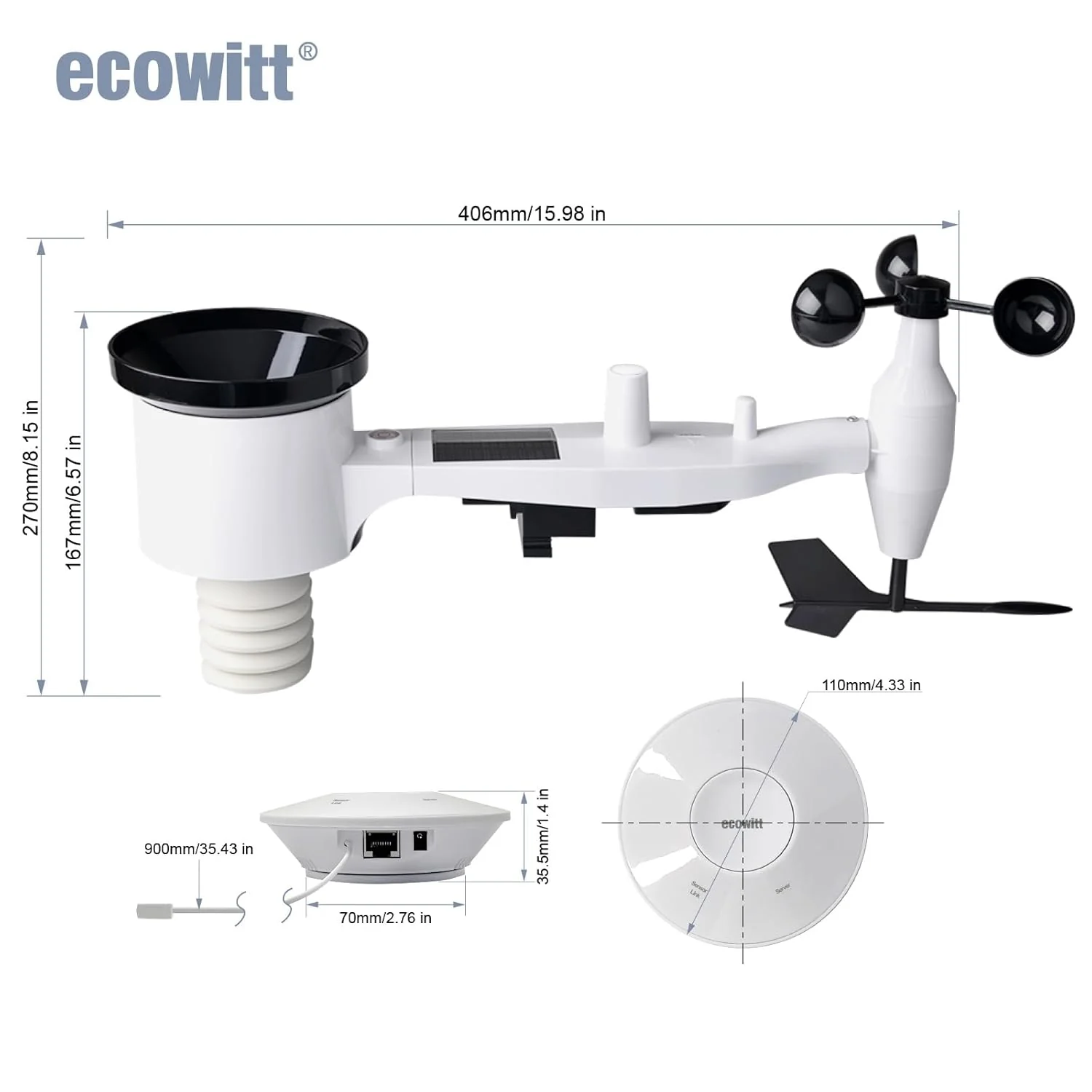 ECOWITT Wetterstation funk mit Aussensensor, Drahtlose Wetterstation Array WS69, mit 3 in 1 WiFi/Wir - Image 2