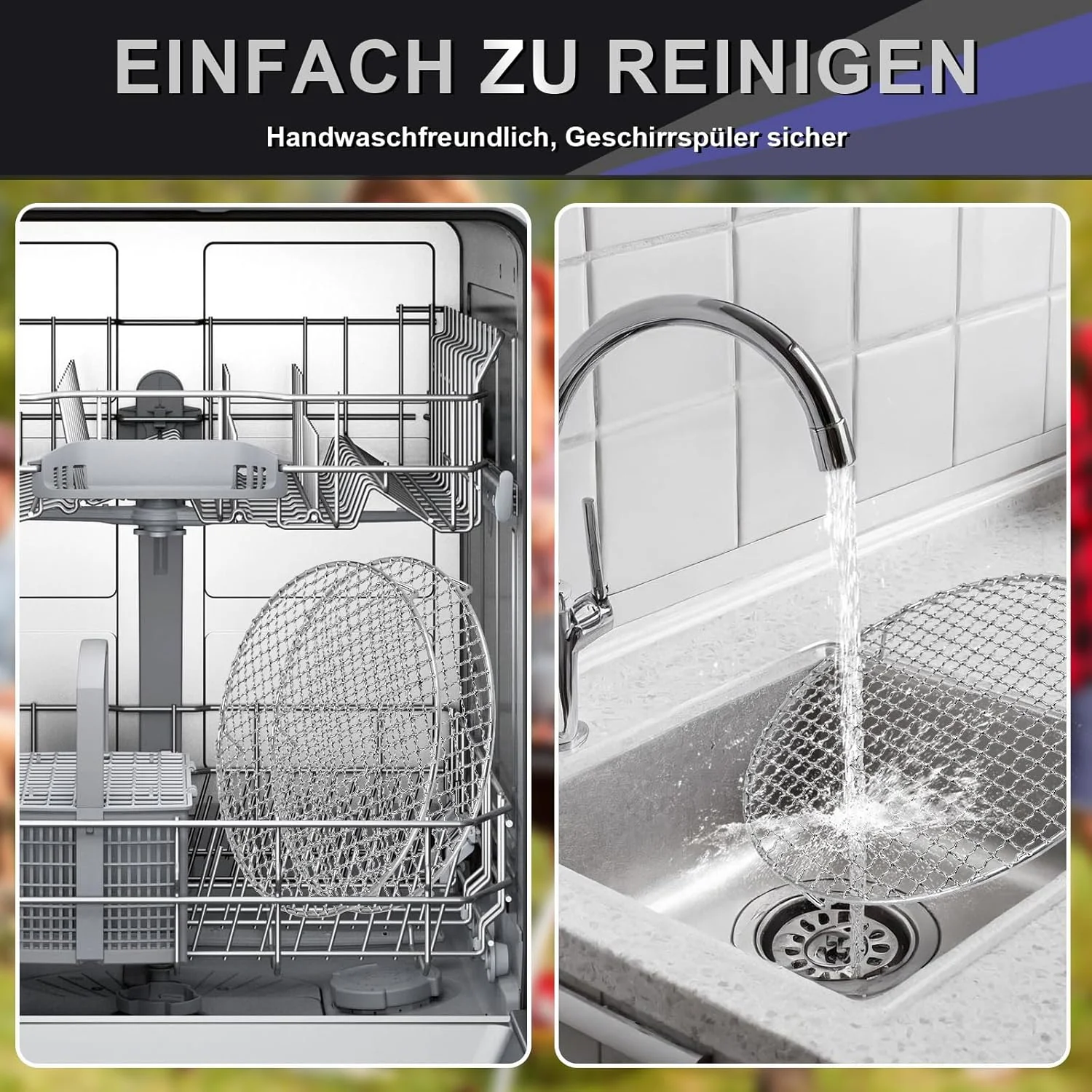 Edelstahl Grillrost Rund Mit 2cm Füssen Ø10-42.5cm - Universelles Kochgitter Für Heissluftfritteusen - Image 6
