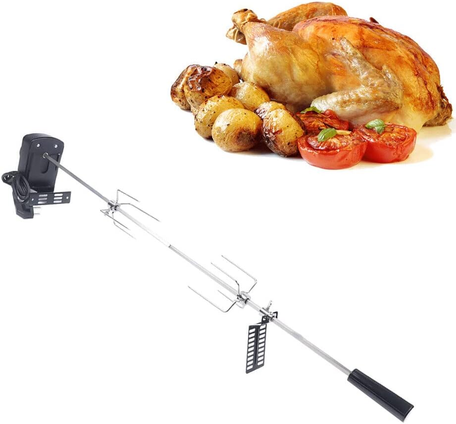 Edelstahl Grillspiess Motor Set Ø80cm BBQ Fleischklammer mit Motor inkl Fleischnadeln Automatisch Gr - Image 4