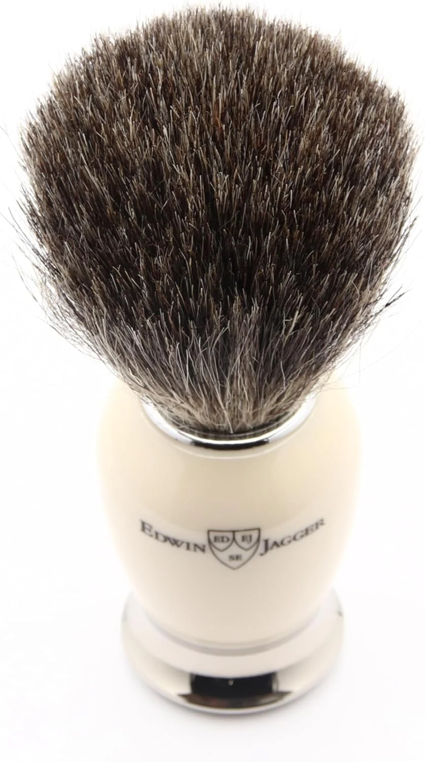 Edwin Jagger S81M587BAMZ Klassisches Rasierset aus Elfenbeinimitat und Nickel mit reinem Dachs-Rasie - Image 3