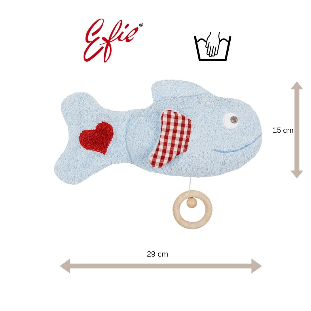 Efie Bio - Spieluhr Fisch blau - kontrolliert biologischer Anbau (organic) - Made in Germany - GOTS - Image 2