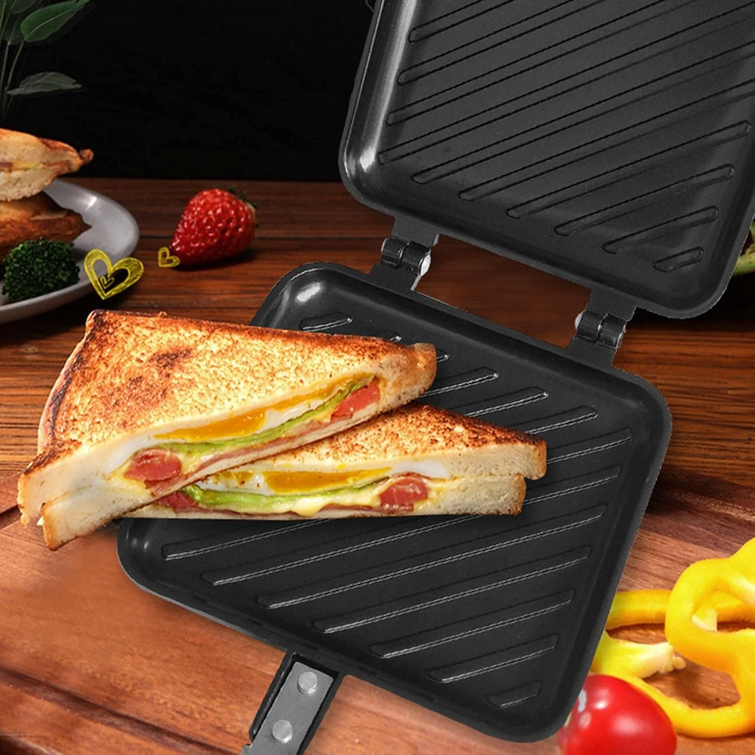 eginvic Sandwich Toaster Sandwich Grillpfanne Camping Toaster Sandwich Maker Pan Mit Griff Nonstick - Image 3