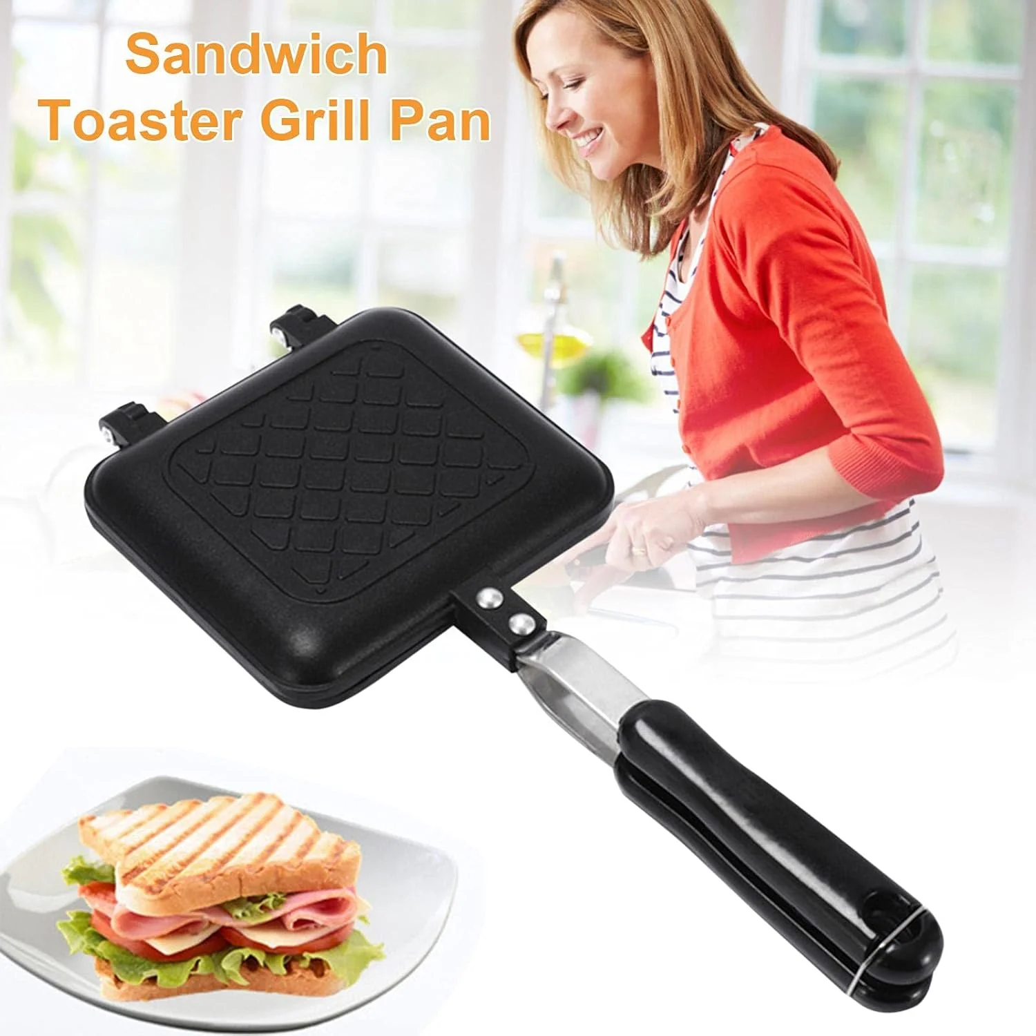 eginvic Sandwich Toaster Sandwich Grillpfanne Camping Toaster Sandwich Maker Pan Mit Griff Nonstick - Image 4
