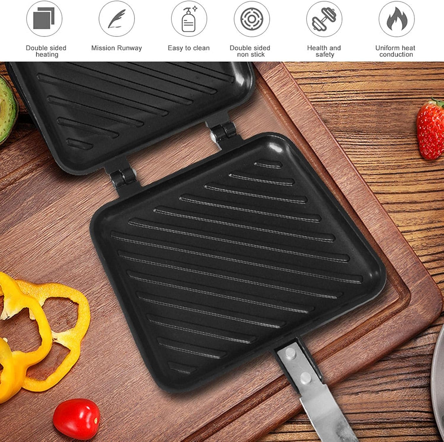 eginvic Sandwich Toaster Sandwich Grillpfanne Camping Toaster Sandwich Maker Pan Mit Griff Nonstick - Image 5