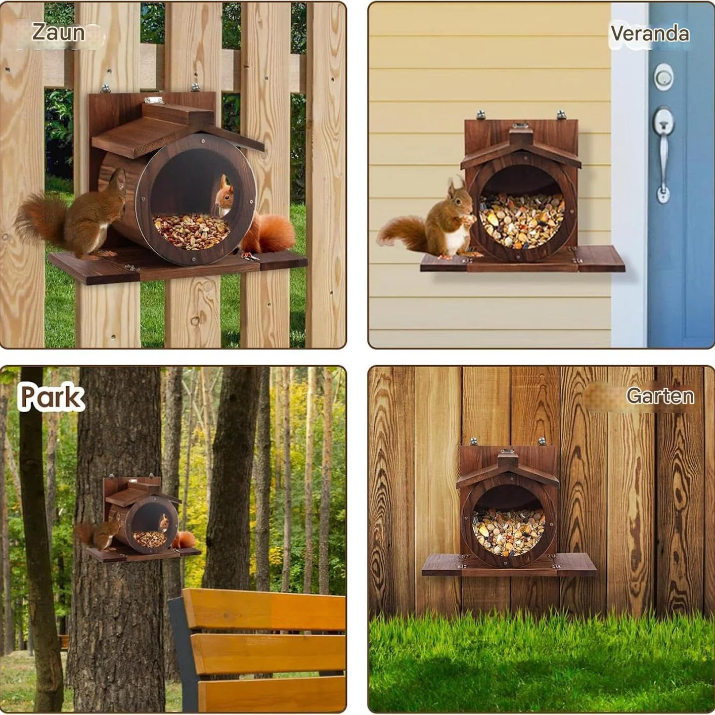 Eichhörnchen Futterhaus Aus Holz - Eichhörnchen Futterbox Mit Belüftungslöchern | Wetterfeste Futter - Image 4