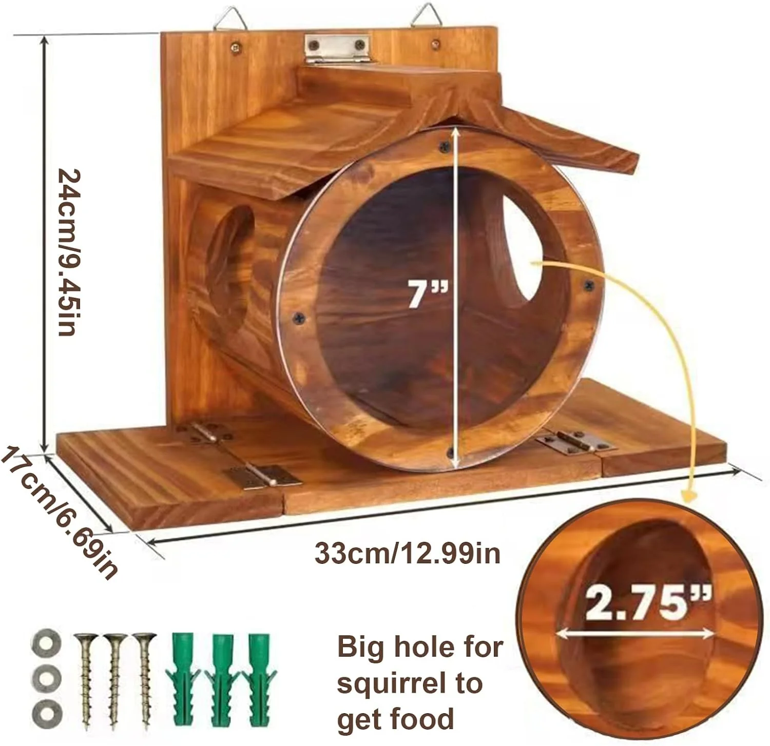 Eichhörnchen Futterhaus Aus Holz - Eichhörnchen Futterbox Mit Belüftungslöchern | Wetterfeste Futter - Image 5