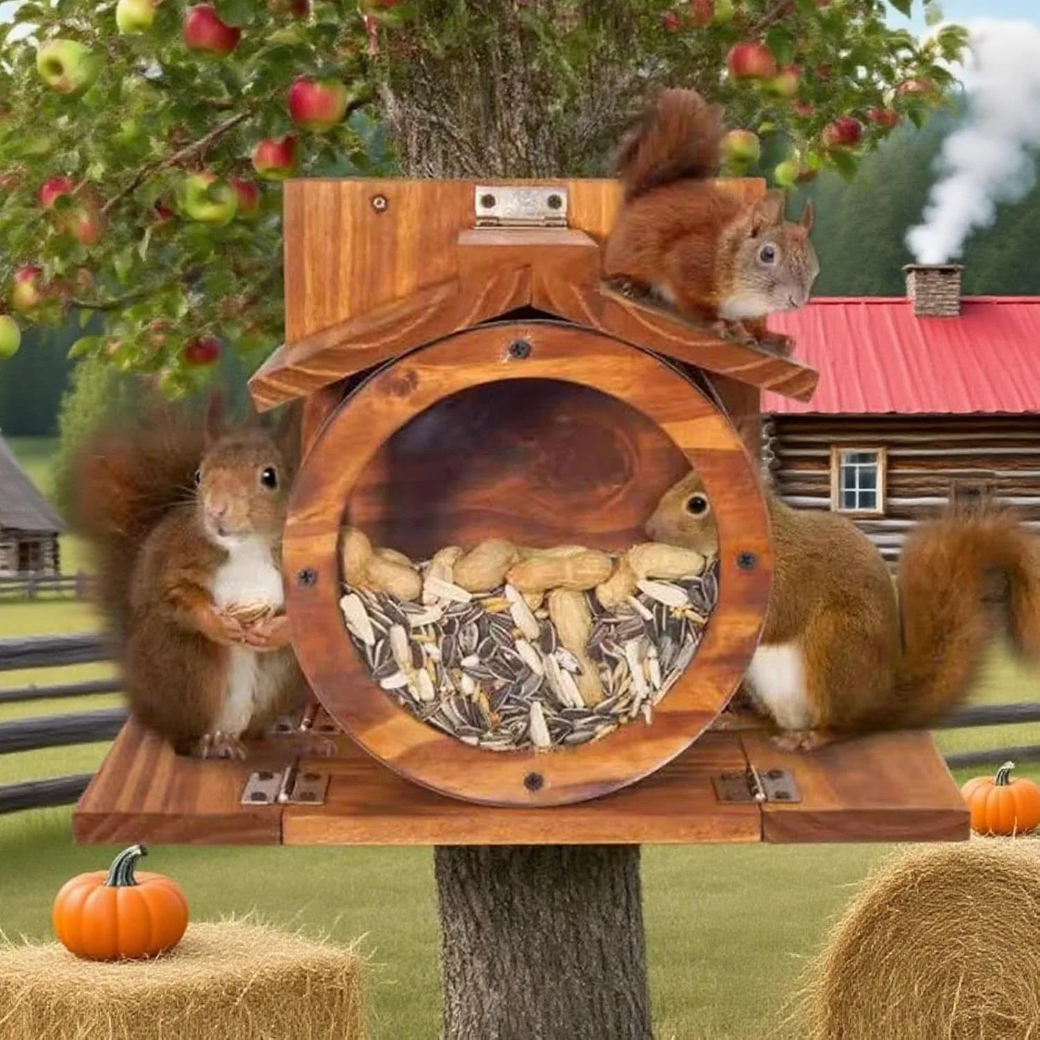 Eichhörnchen-Futterhäuser aus Holz für den Aussenbereich | Eichhörnchen Futterbox Mit Belüftungslöch - Image 6