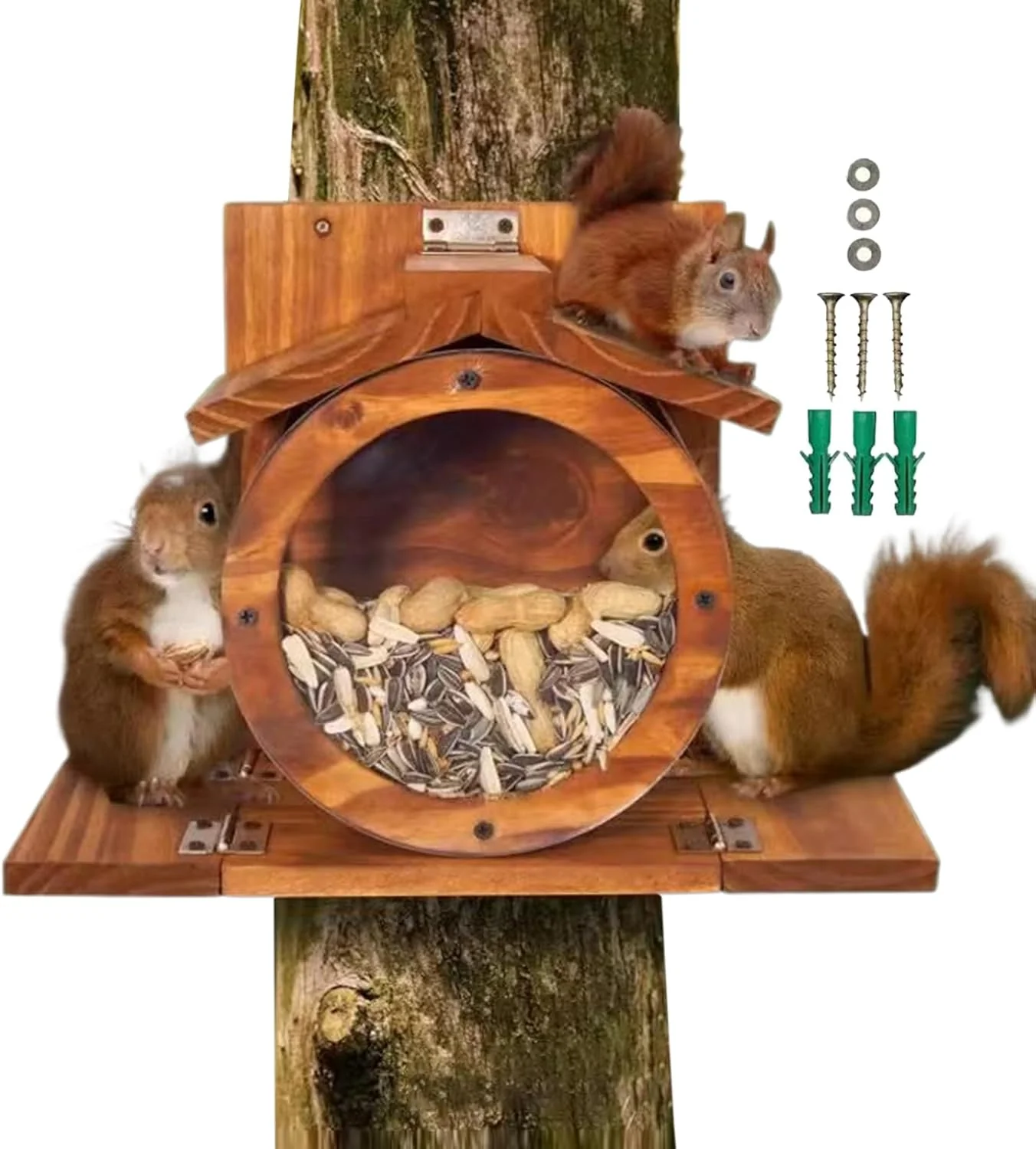 Eichhörnchen-Futterhäuser aus Holz für den Aussenbereich | Eichhörnchen Futterbox Mit Belüftungslöch - Image 8