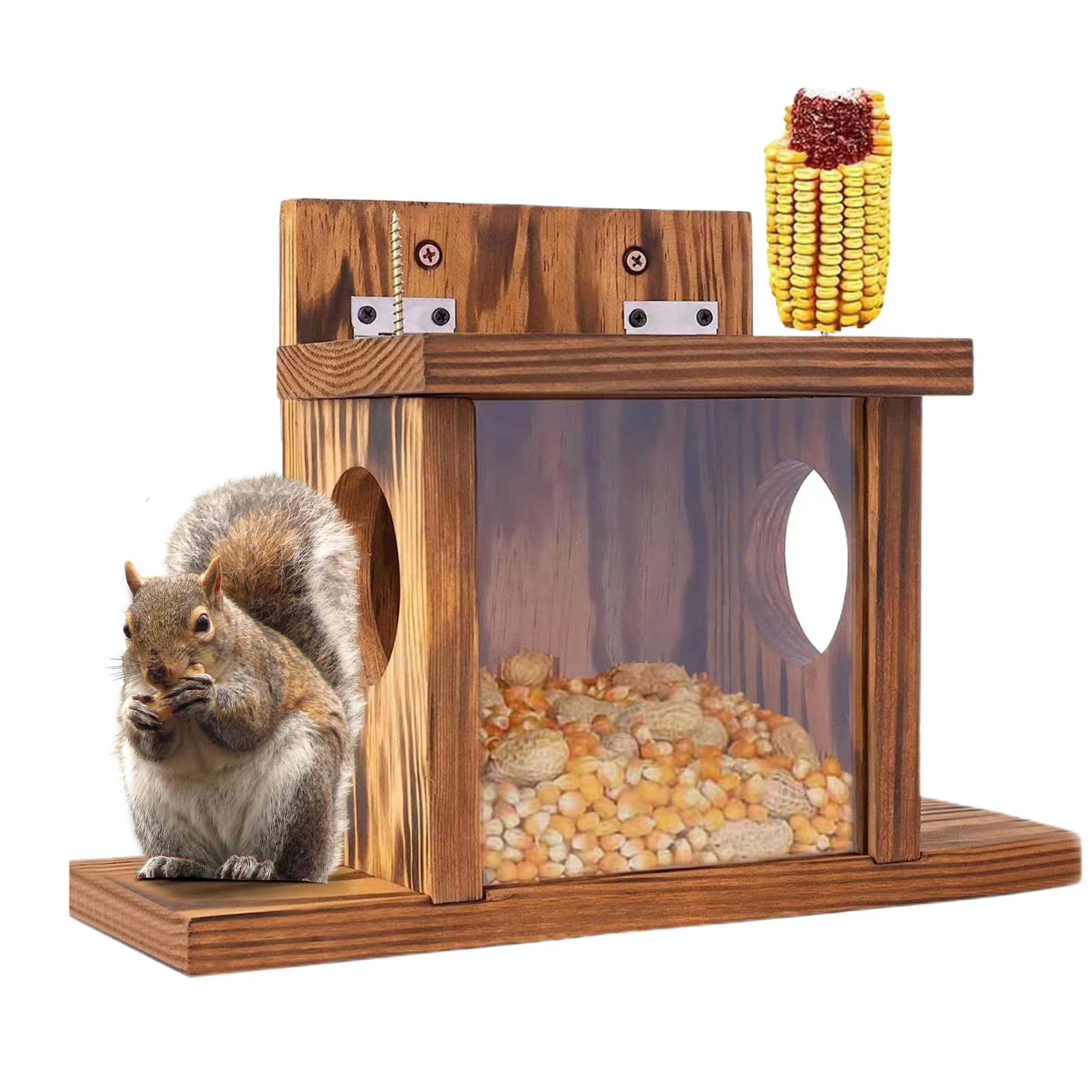 Eichhörnchen Futterstation 35.2x12.8x24 cm Eichhörnchen Futterhaus Mit 2 Eingängen Und Sitzplattform