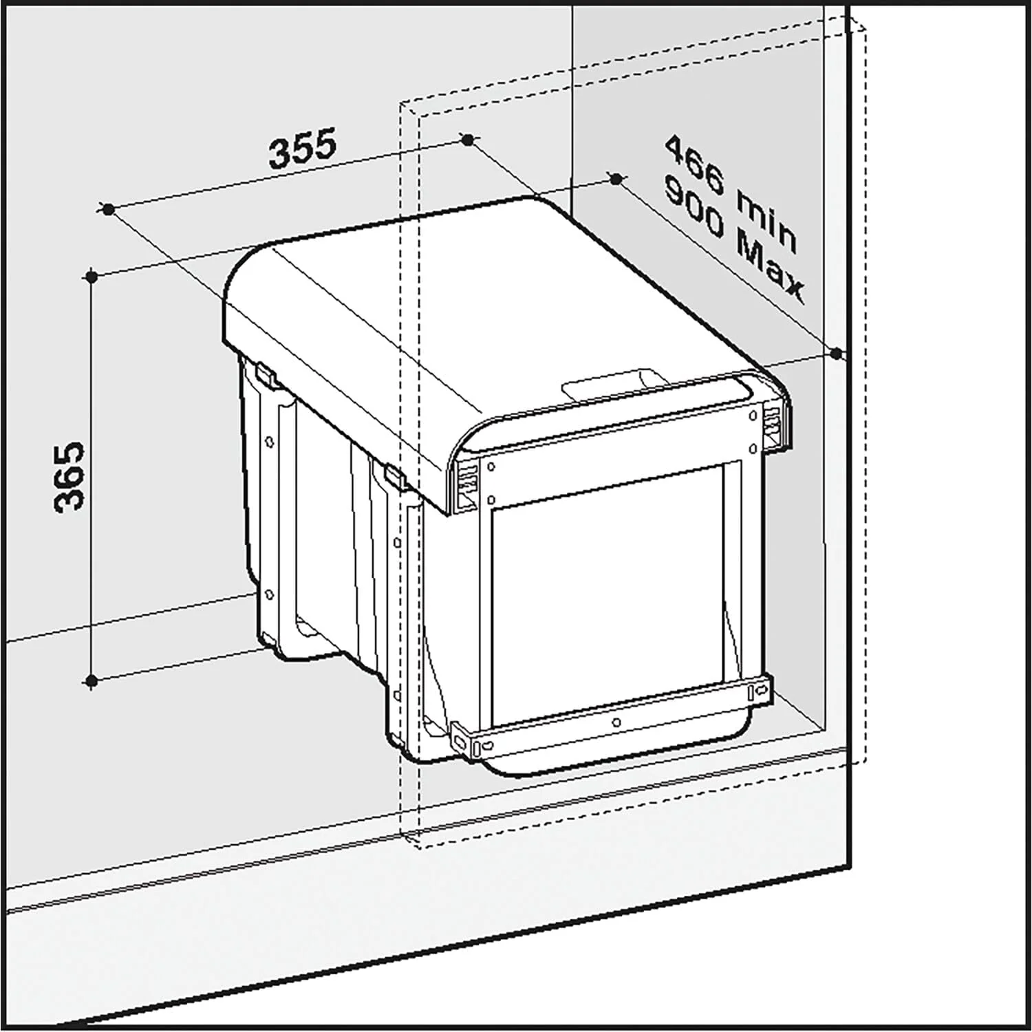 Einbau-Abfallsammler Ekko Front 40 2 x 16 Liter Kunststoff Grau Frontanbindung 2 x 16 Liter, Frontan - Image 2