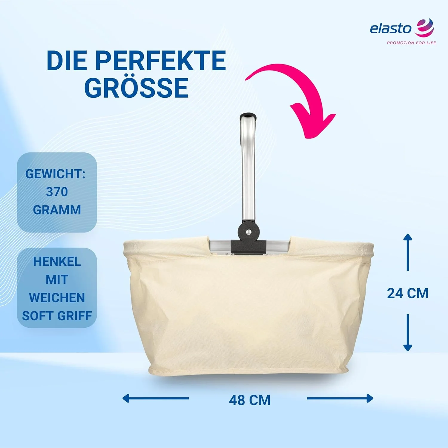 Einkaufskorb 'Carry' - Stabiler und Faltbarer Korb mit Henkel aus Aluminiumrahmen - ca. 30L Korbtasc - Image 3