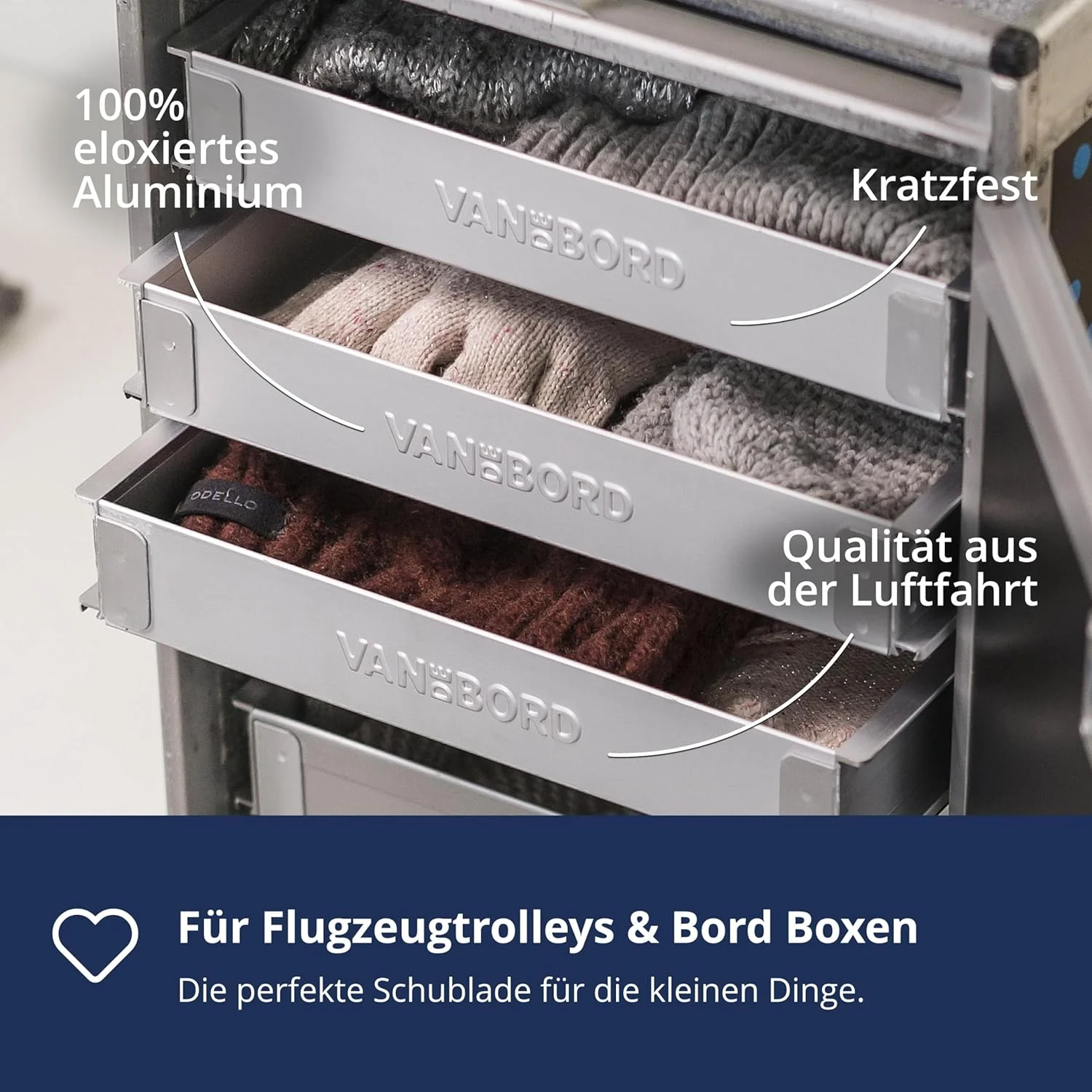 Einschub Aluminium Flach, Schublade, Schubkasten, Drawer, Zubehör für Flugzeugtrolleys, Airline Trol - Image 3