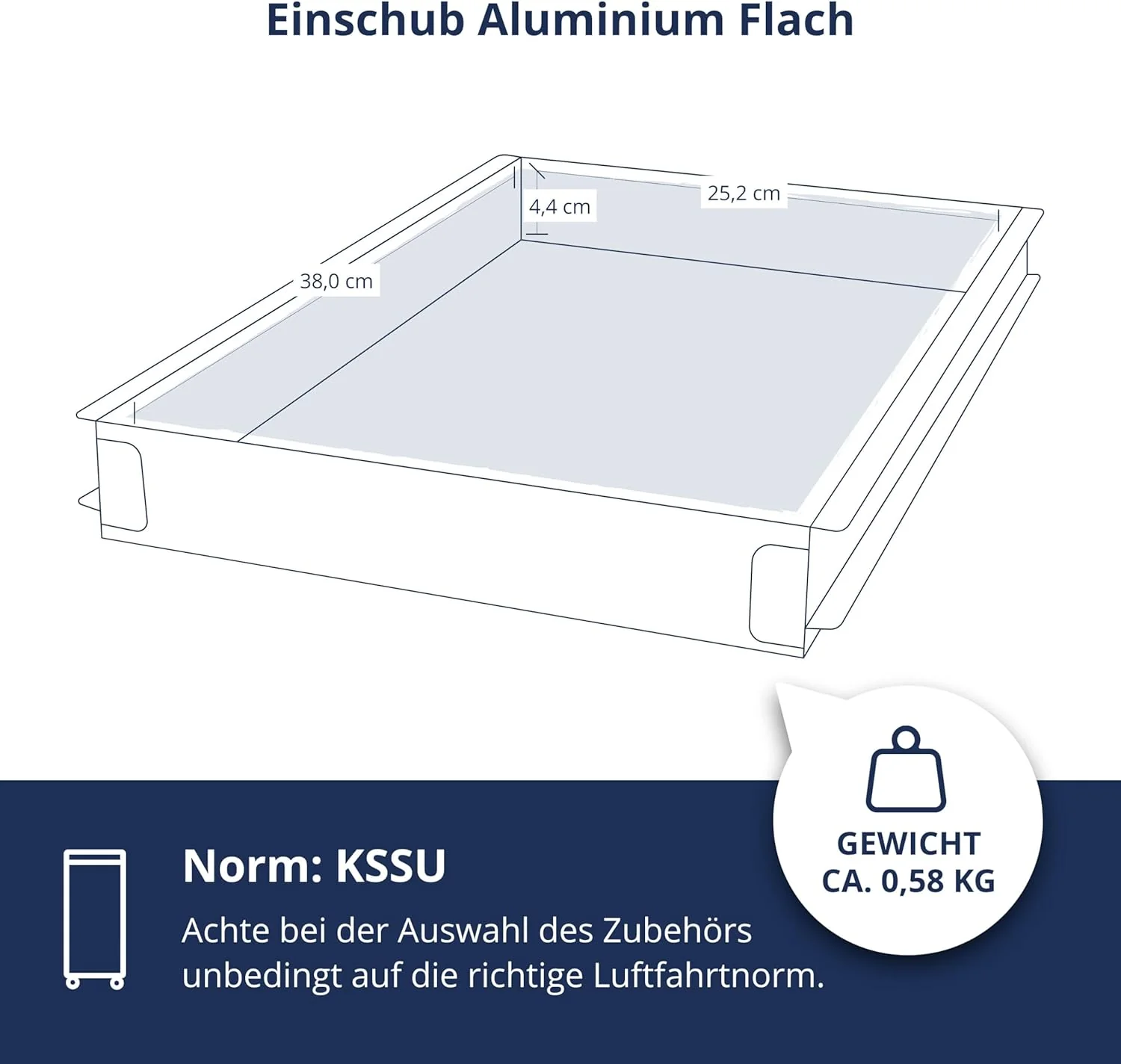 Einschub Aluminium Flach, Schublade, Schubkasten, Drawer, Zubehör für Flugzeugtrolleys, Airline Trol - Image 4