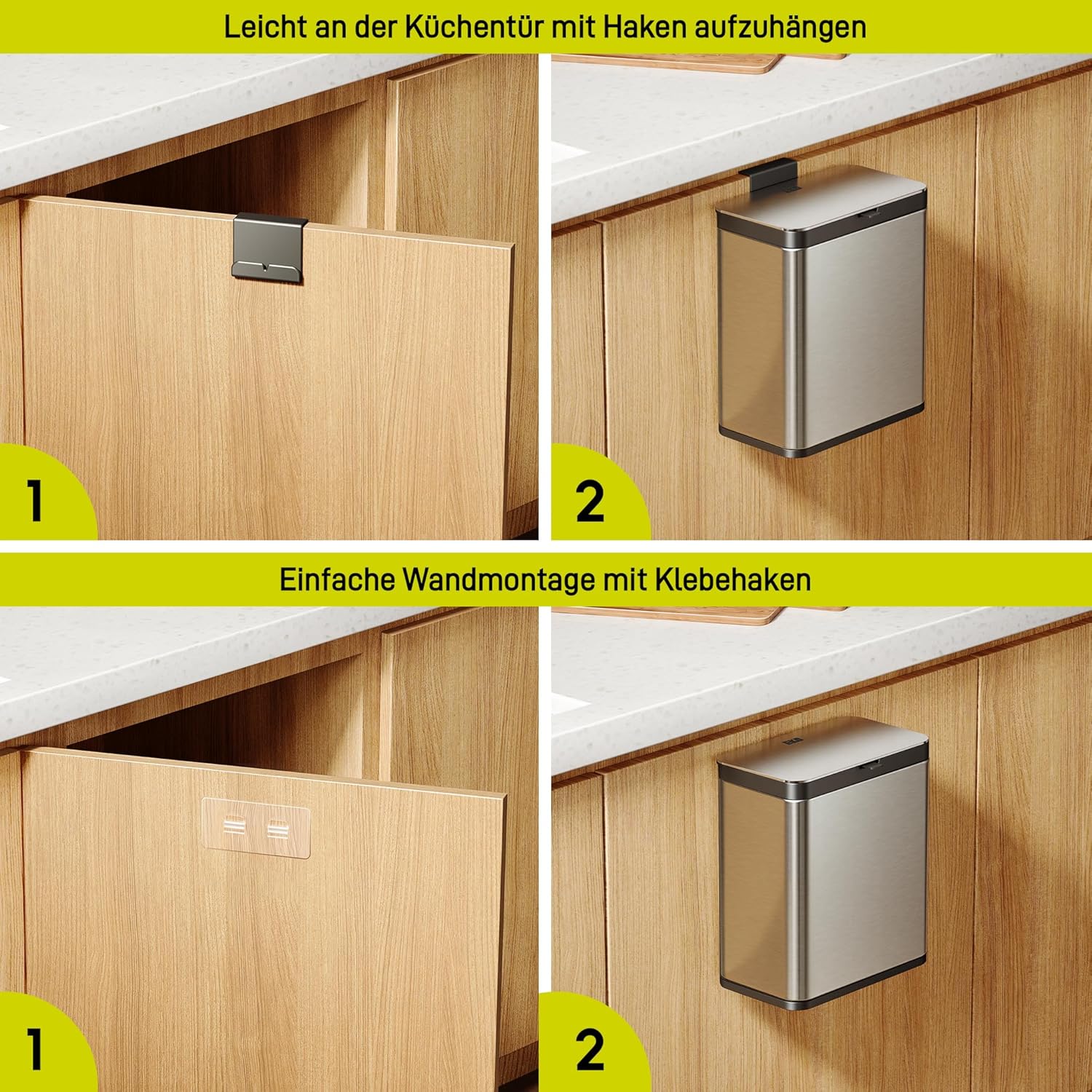 EKO Küchenabfalleimer aus Edelstahl mit herausnehmbarem Inneneimer und Geruchsneutralisierungsfach, - Image 8