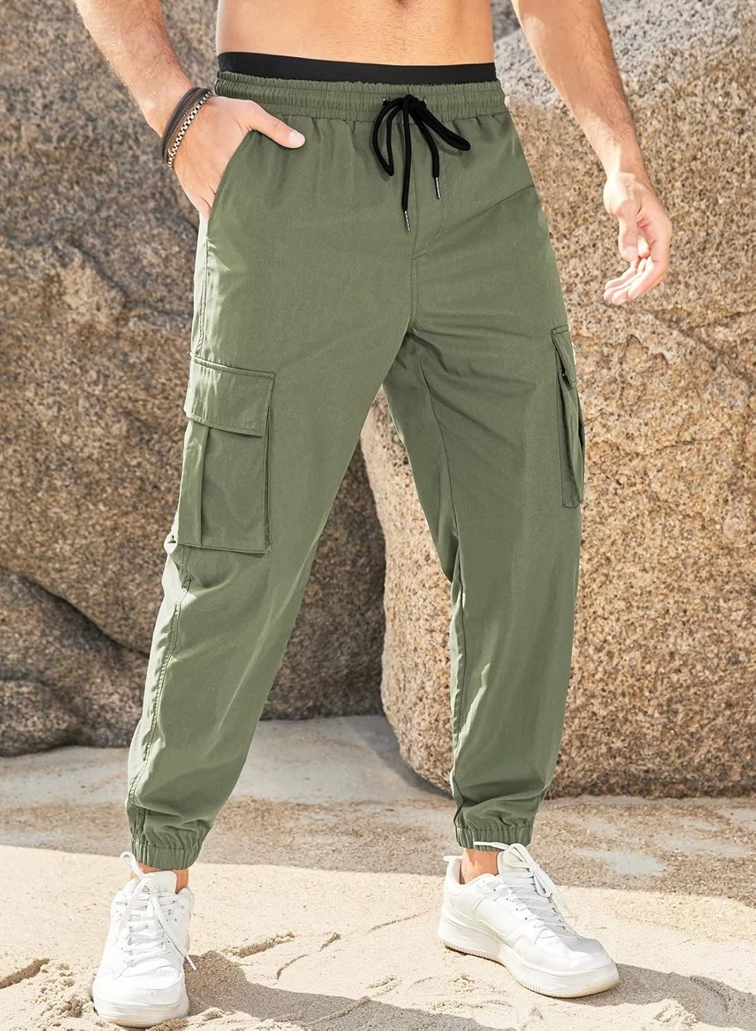 Elegancity Jogginghose Herren Cargohose Einfarbige Hose Männer Causal Sporthose Elastische Freizeith - Image 3