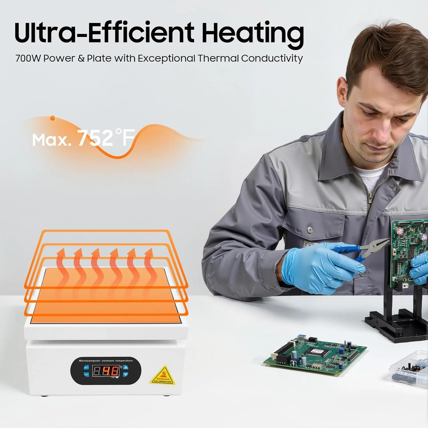 Elektrische Löt-Heizplatte 700W, Mikrocomputer-Heizplatte mit Speicherfunktion & Digitalanzeige, Sch - Image 3