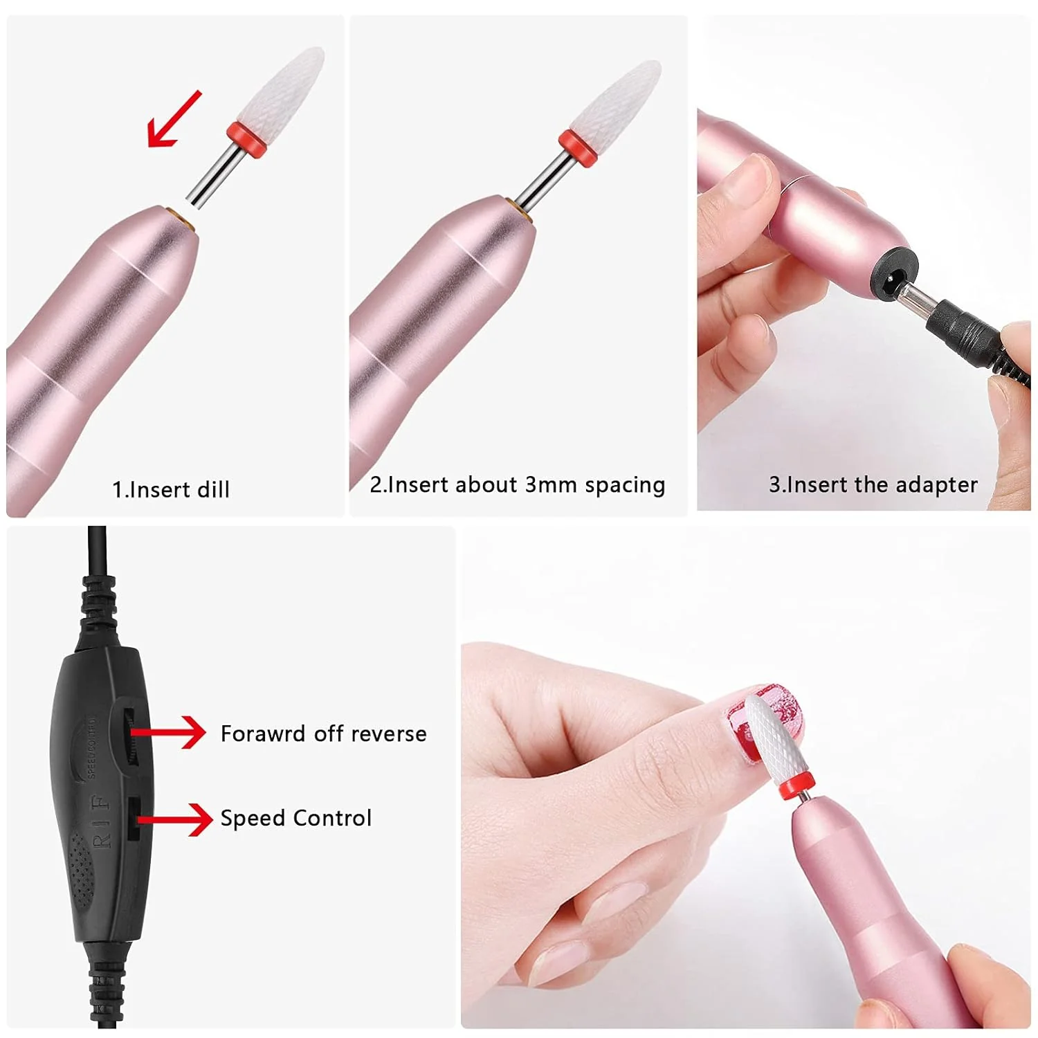 Elektrische Nagelfeile für Gelnägel Professionell Elektrisch Maniküre Pediküre Set USB Elektrische N - Image 4