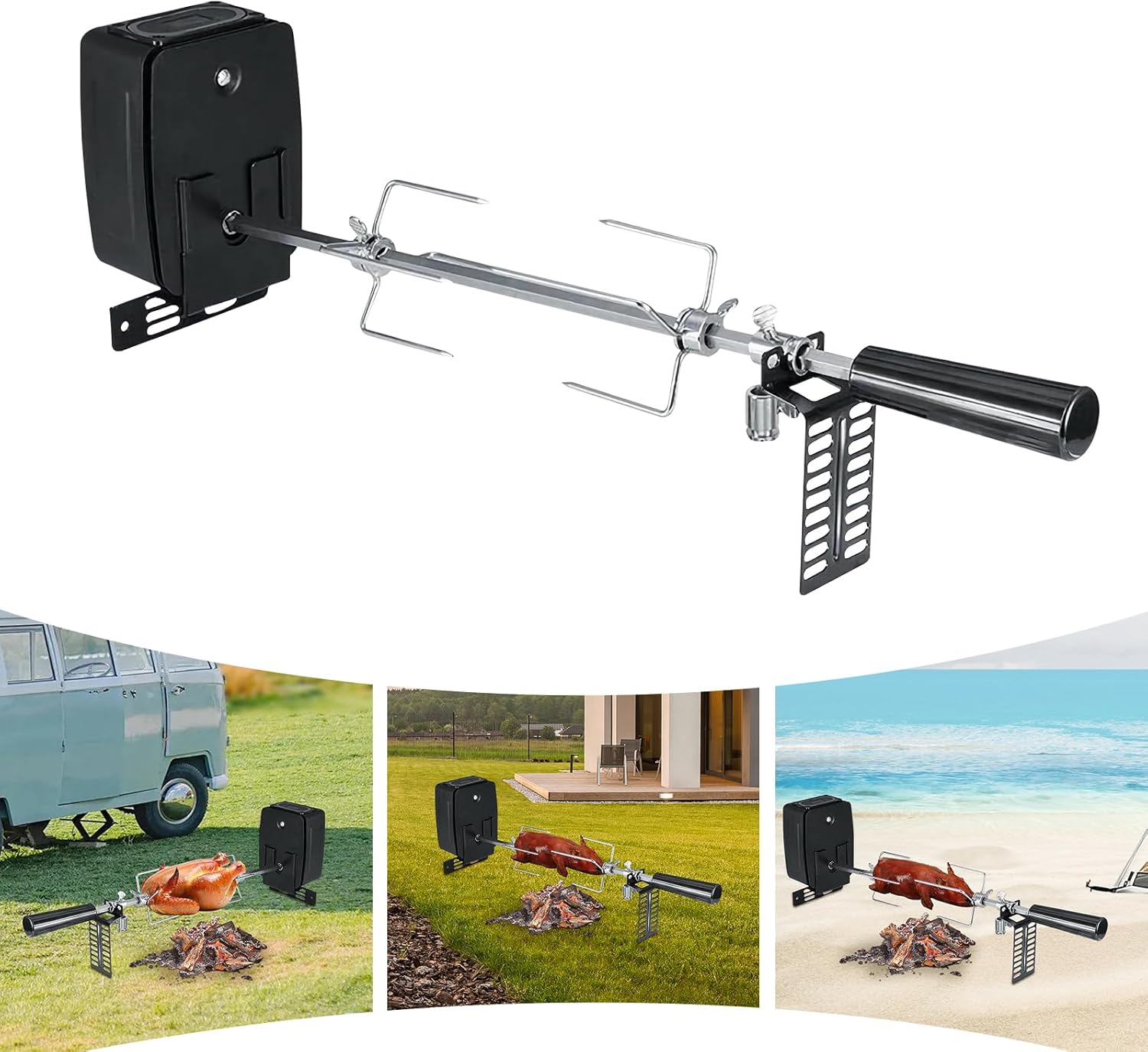 Elektrischer Edelstahl-Grillspiess, Grillspiess für den Hausgebrauch, mit um 360° Verstellbarer Dreh - Image 4