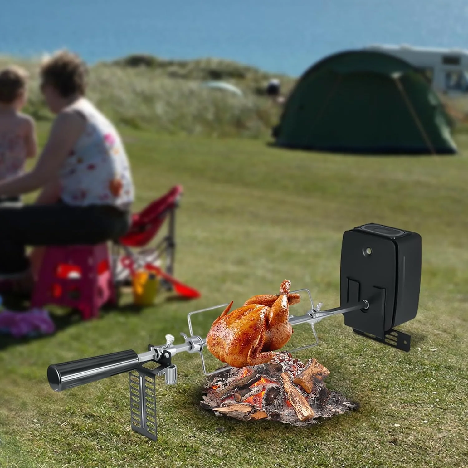 Elektrischer Edelstahl-Grillspiess, Grillspiess für den Hausgebrauch, mit um 360° Verstellbarer Dreh - Image 7