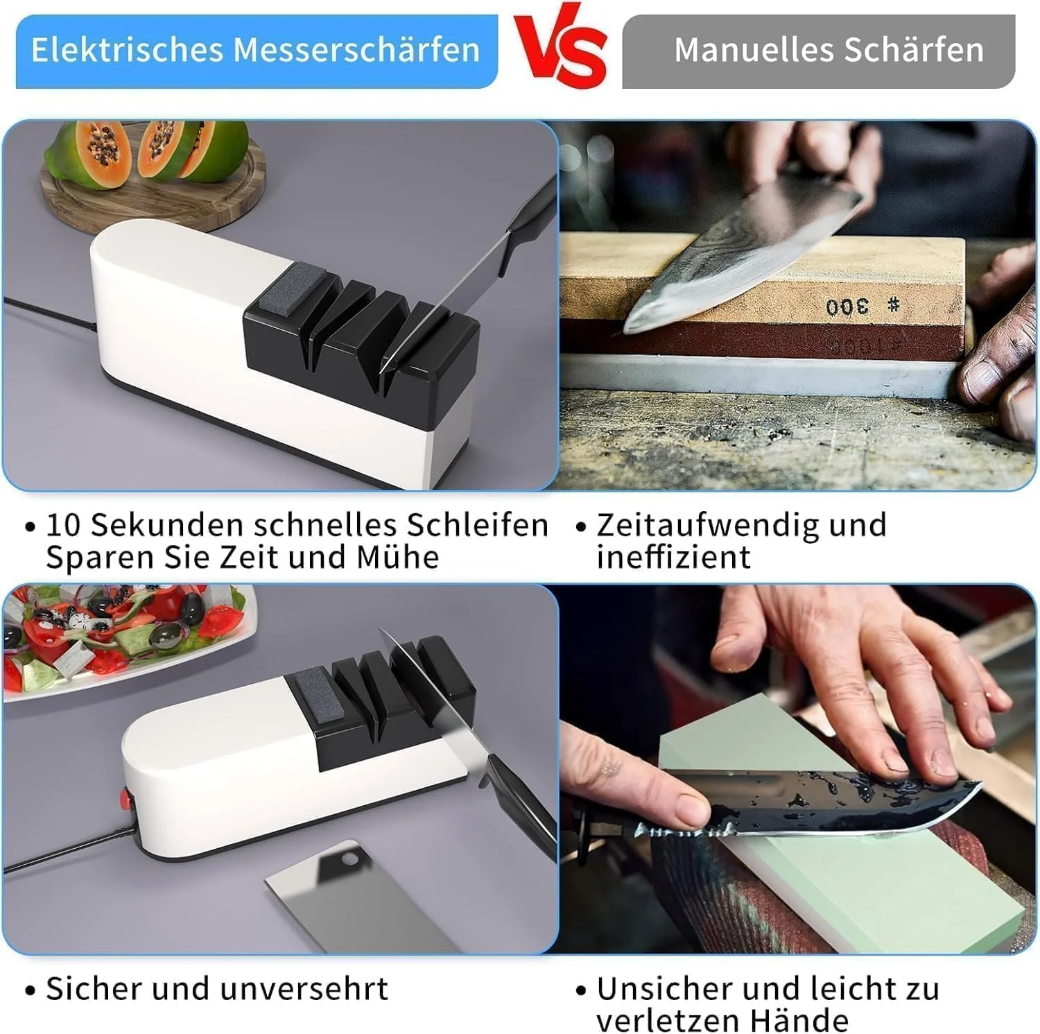 Elektrischer Messerschärfer, 5 in 1 Messerschärfsystem mit gerader Klinge, Profi-Diamant Messerschär - Image 4