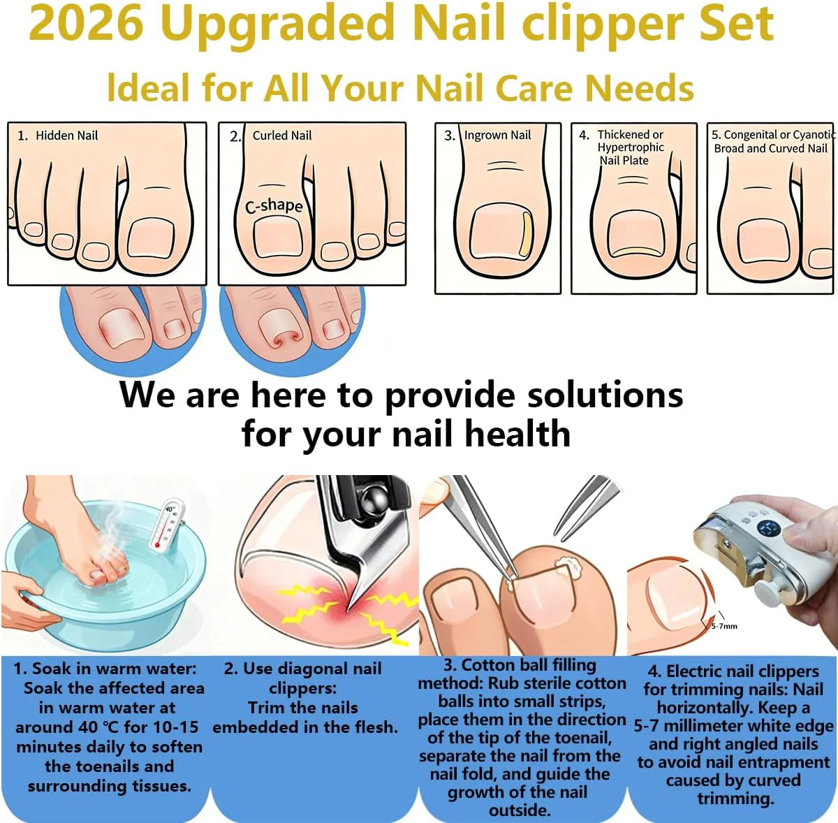 Elektrischer Nagelknipser + Schrägknipser Set – 3-in-1 Nagelfeile mit LED, Alloy-Klinge, leise & vib - Image 4