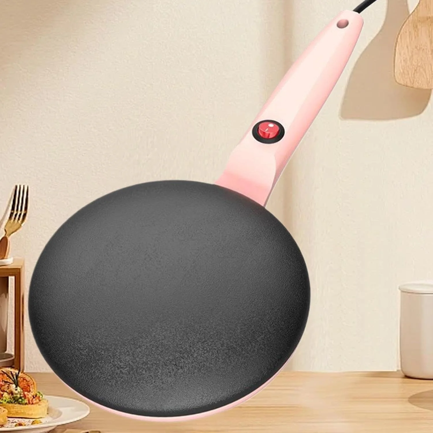 Elektrischer Pfannkuchenbereiter, Instant-Crêpe-Maker,Frühstückspfanne | 7,8 Zoll automatische Tempe - Image 2