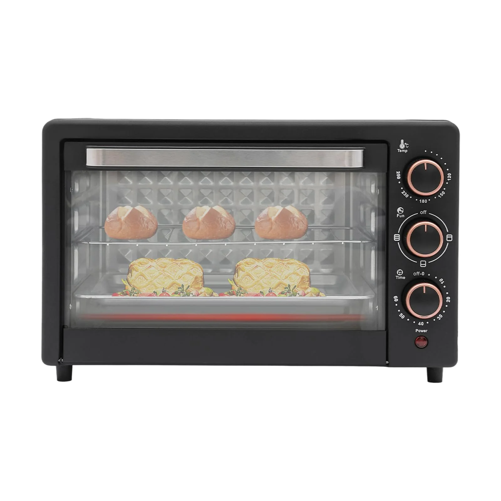 Elektrobackofen, Mini-Backofen mit einstellbarer Temperatur und 60-Minuten-Timer, 22L Elektrobackofe