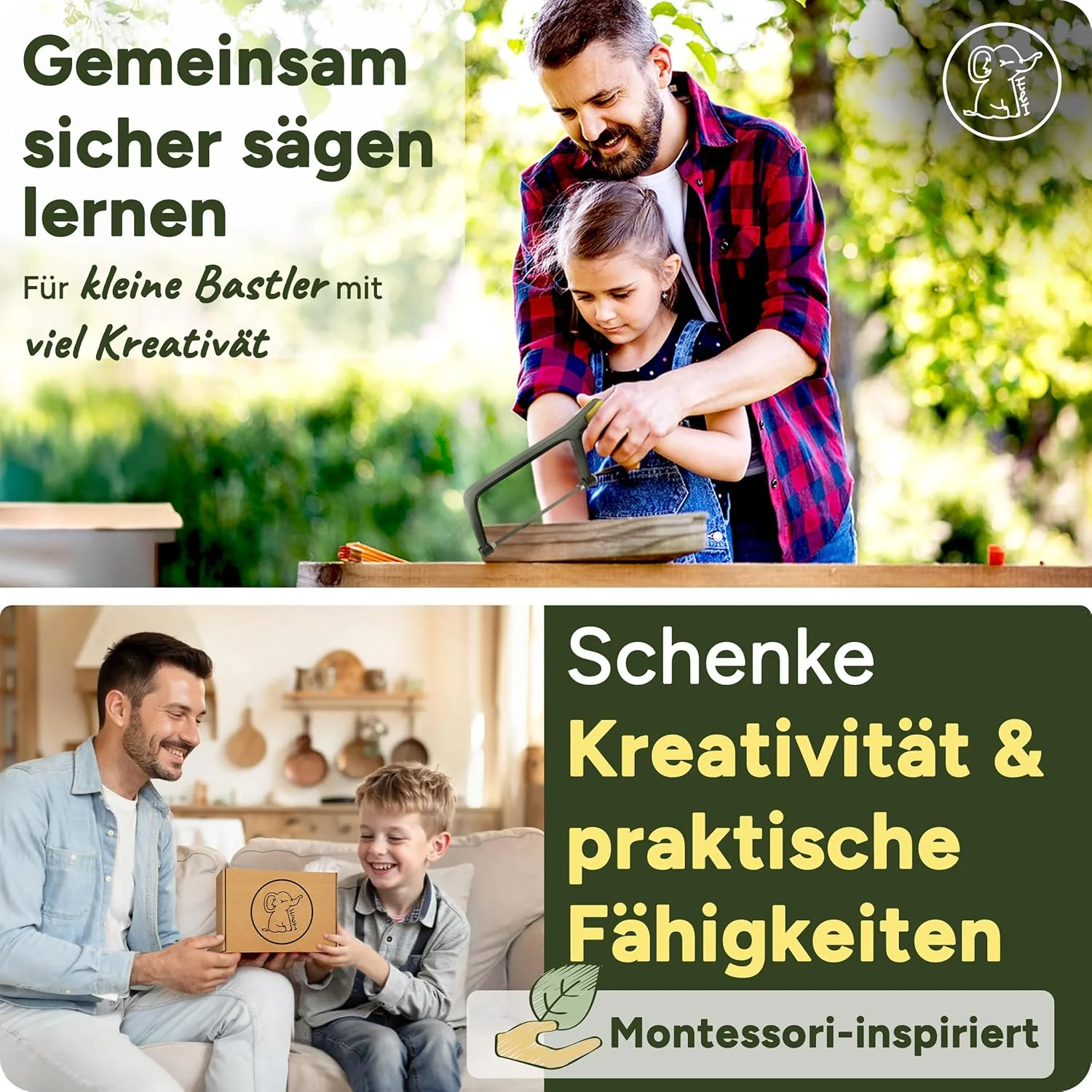 Eli® Kindersäge ab 6 Jahre inkl. 4 Sägeblätter für Holz und Metall und Bastelholz- echte Bügelsäge z - Image 2