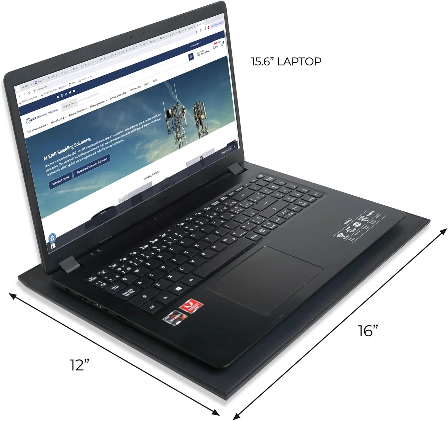 EMF Laptop-Tablett – Abschirmung von ELF und RF von Computer, Tablets, Handys, Schwarz (30,5 x 40,6 - Image 3