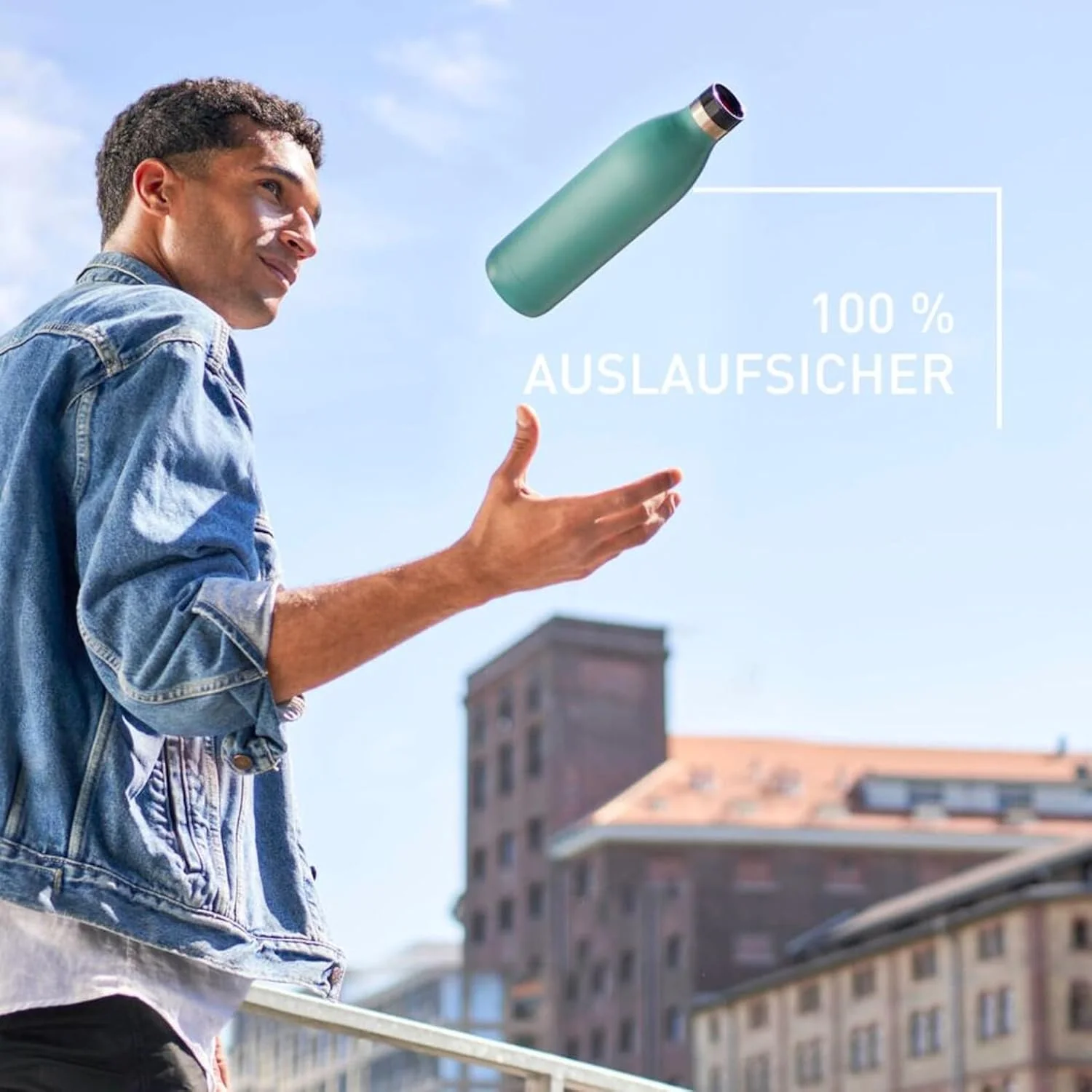 Emsa Bludrop Isolier-Trinkflasche, 1 Liter, 100% dicht, Quick-Press Verschluss, Ergonomischer 360° T - Image 2