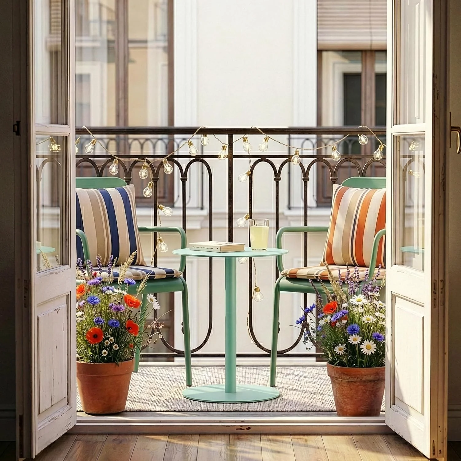 [en.casa] Beistelltisch Nastätten Gartentisch Couchtisch mit Metallgestell rund Sofatisch modernes D - Image 4