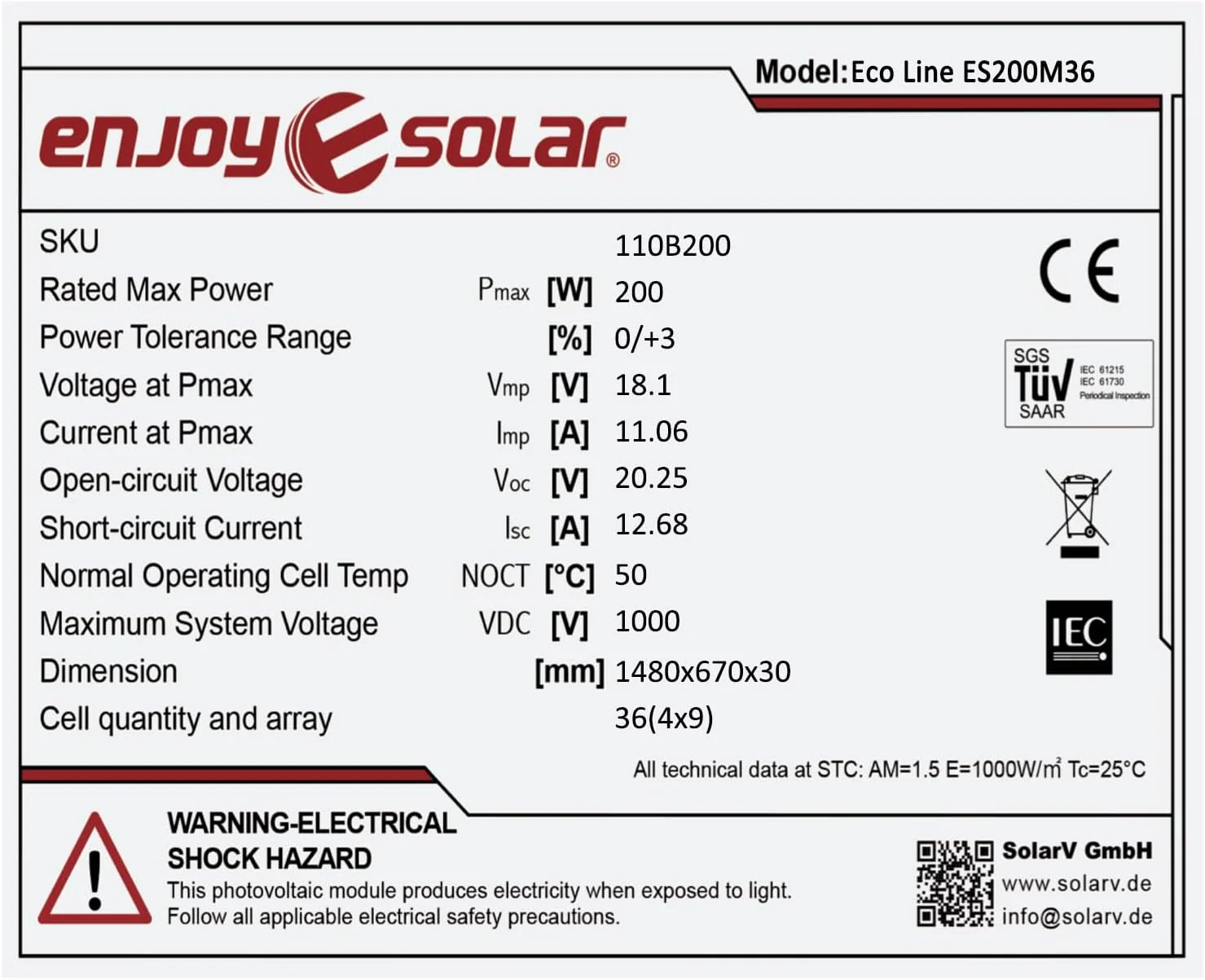 enjoy solar® Monokristallines Solarmodul 200W 12V, Solarpanel mit PERC 9BB schwarzes Rahmen Version - Image 6