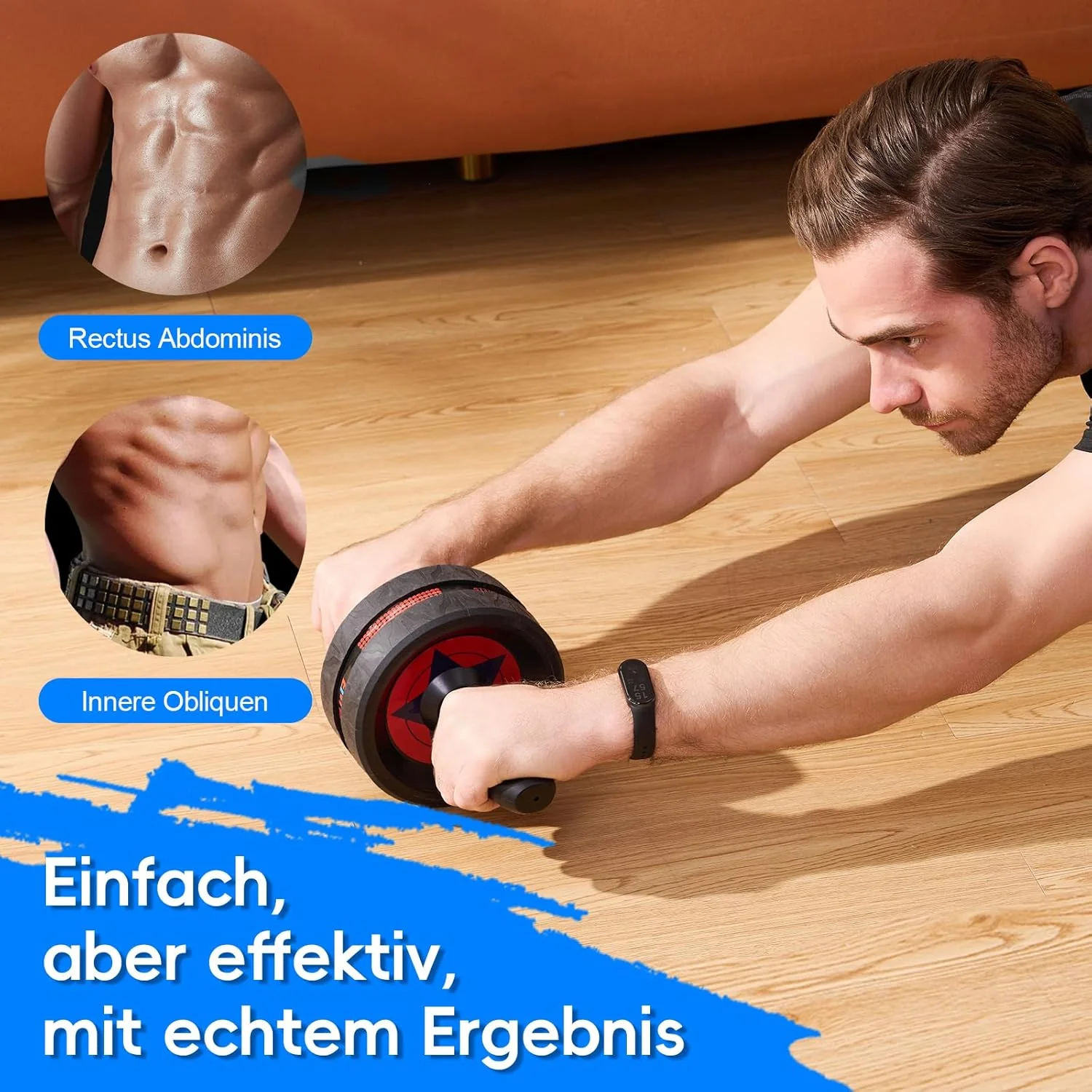 EnterSports Bauchroller, Bauchmuskeltrainer, Bauchmuskelroller mit Zwei Kniematte, Bauchrad Für Bauc - Image 3