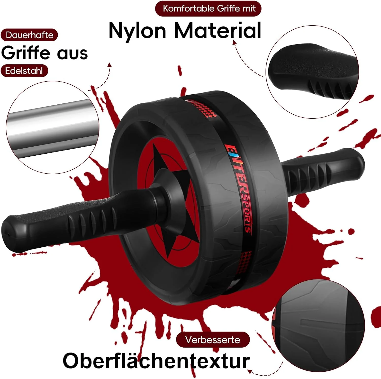 EnterSports Bauchroller, Bauchmuskeltrainer, Bauchmuskelroller mit Zwei Kniematte, Bauchrad Für Bauc - Image 4