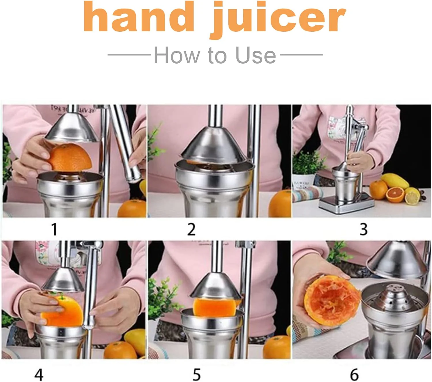 Entsafter-Handbuch, Handentsafter, Hochleistungs-Zitronenpresse, Handentsafter aus Edelstahl für Zit - Image 4