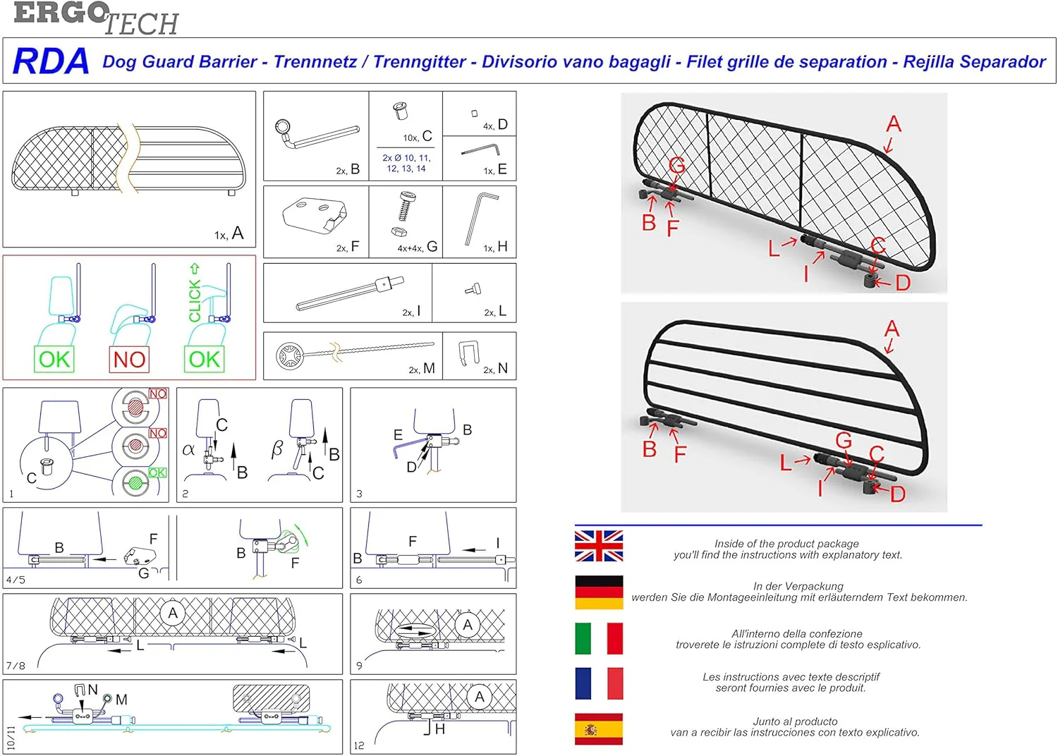 ERGOTECH Trennnetz Trenngitter für Toyota Rav4 (ab BJ 2018), RDA65-S14, für Hunde und Gepäck - Image 4