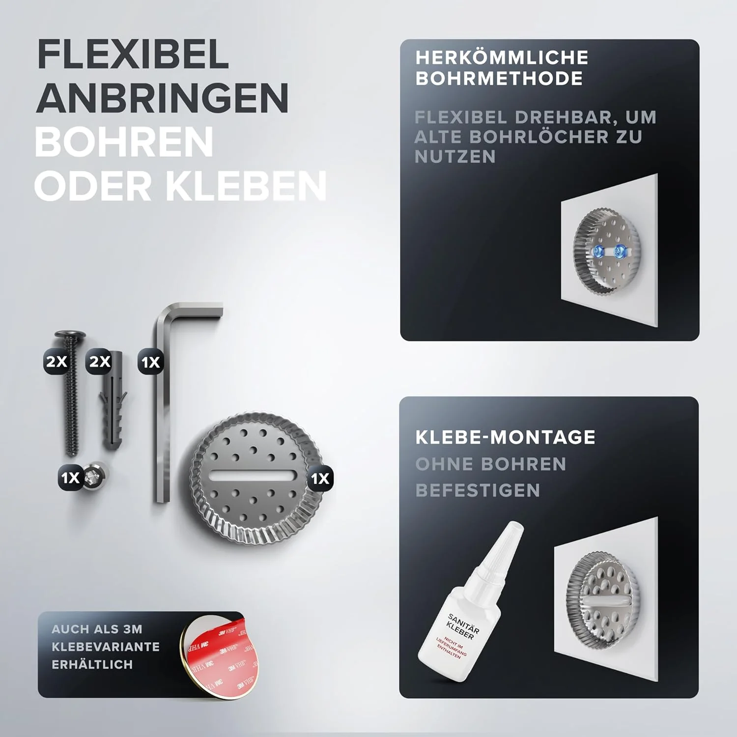 Ersatzrollenhalter Giskesanden Gold zum Bohren | aus Edelstahl und Glas | Toilettenpapier Rollen Auf - Image 5
