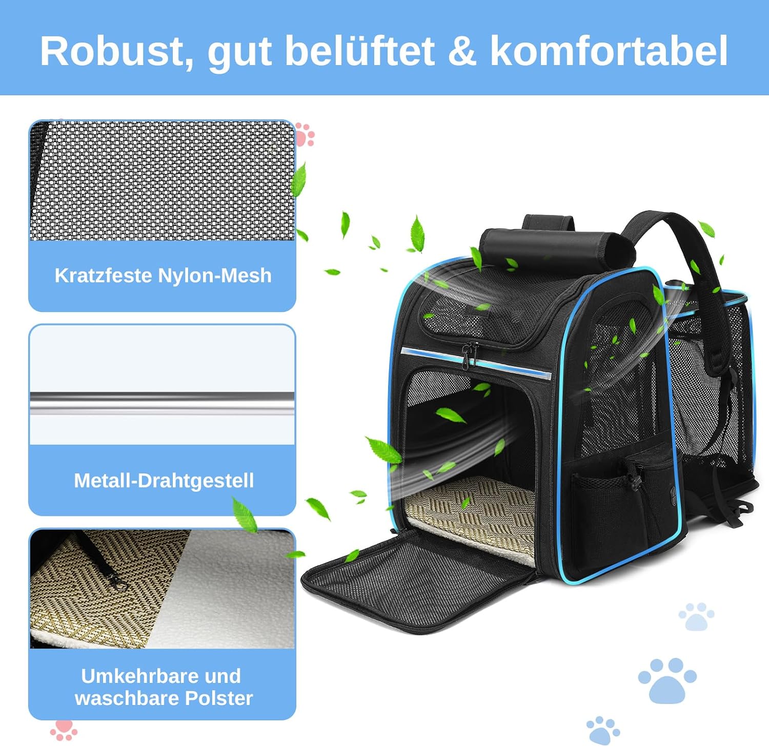 Erweiterbar Katzenrucksack mit Netzfenster, Tragbare und Faltbare Haustier Rucksack mit Innerer Sich - Image 4