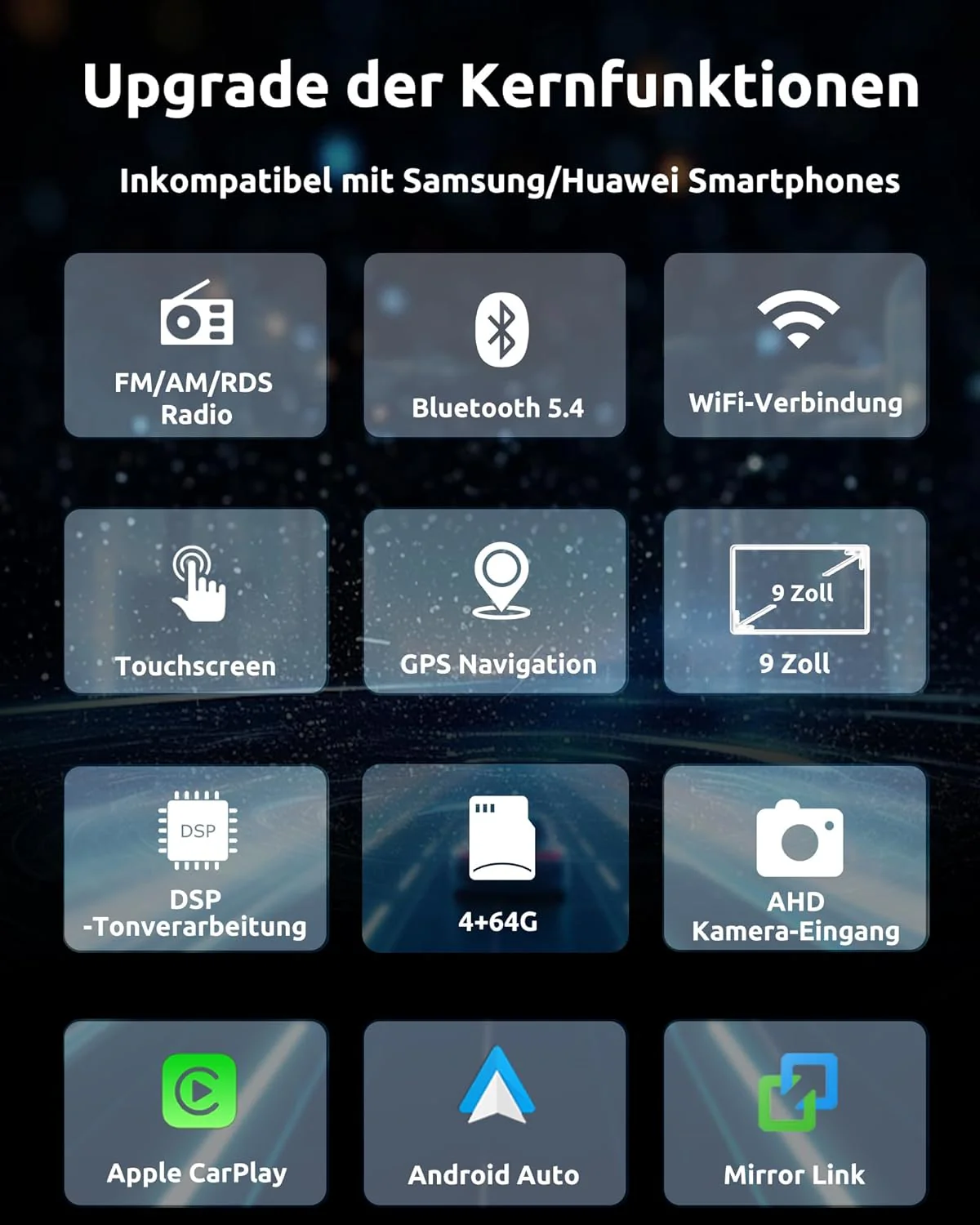 ESSGOO True 4+64G 9 Zoll Autoradio mit Carplay und Android Auto, Android 15 Car Radio Für VW Golf 5 - Image 8
