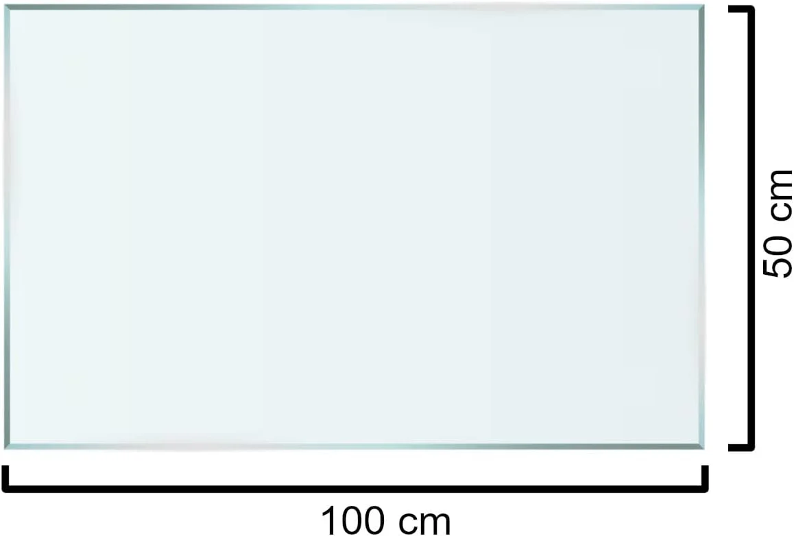 Euro Tische Glasplatte für Kaminofen und Tischplatte in 100x50cm Facettenschliff, Schutzplatte mit 6 - Image 2