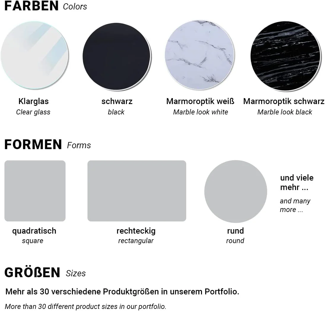Euro Tische Glasplatte für Kaminofen und Tischplatte in 90x80cm Facettenschliff, Schutzplatte mit 6m - Image 6