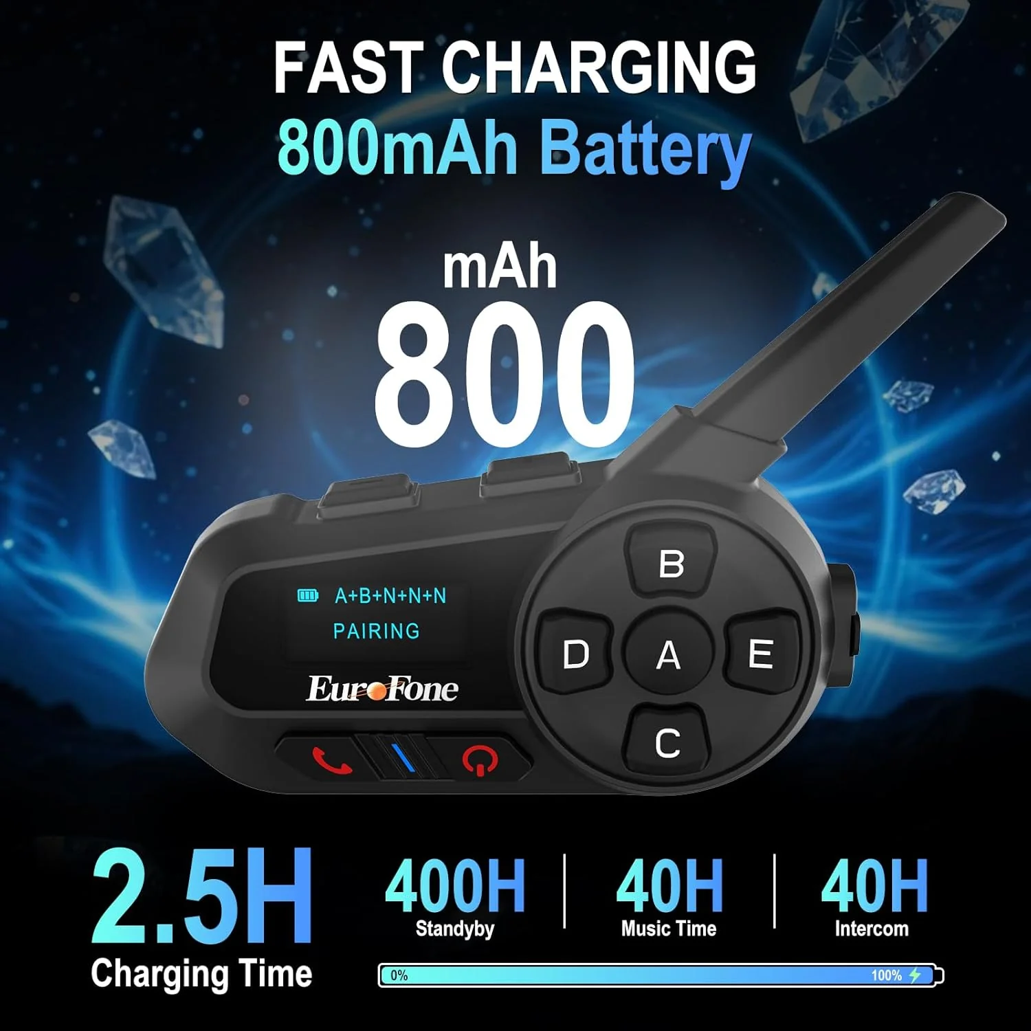 EuroFone S6-1200-A Motorrad Bluetooth Headset 1200M 2 Personen Voll-Duplex drahtlose Motorrad-Gegens - Image 2