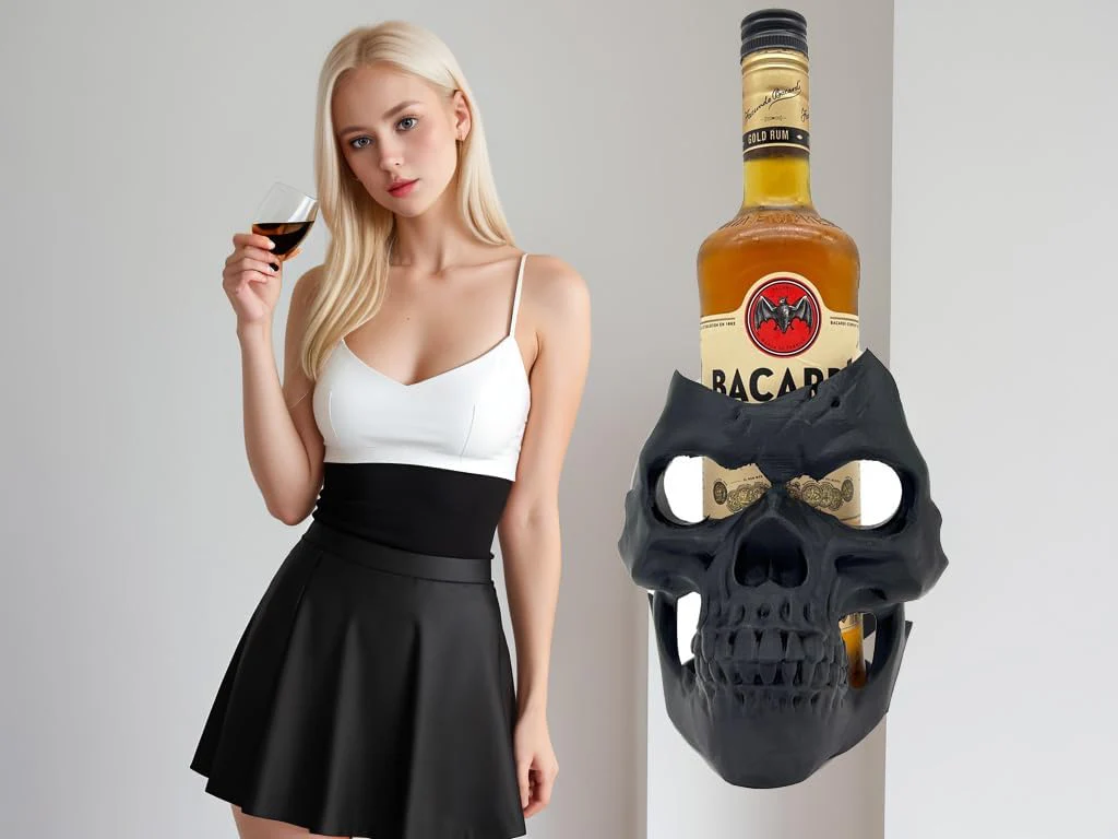 eXODA Flaschenhalter Totenkopf - dekorative Skulptur für Wein Bier und Getränke bis 85 mm Durchmesse - Image 2