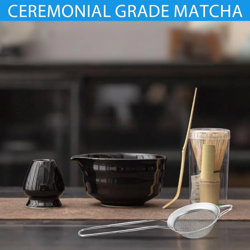 Exquilnova 5 Stück Matcha Set, Keramik Matcha Schale mit Ausgiesser, Bambus Matcha Besen, Matcha Whi - Image 7