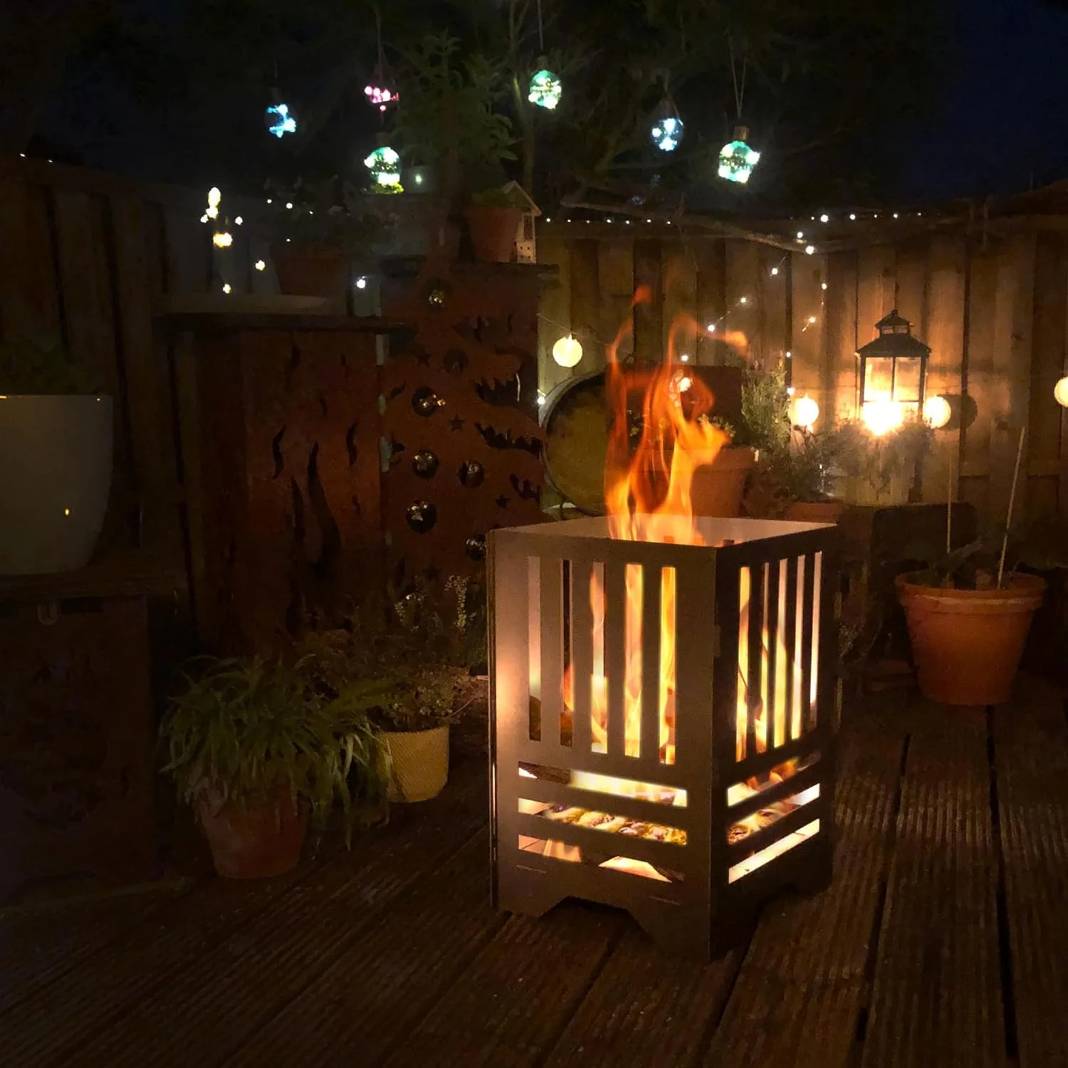 EXTRAVAGANT® Feuertonne Feuerstelle Feuerkorb Feuersäule für den Garten Terrasse Stahl Rostoptik Uni - Image 4